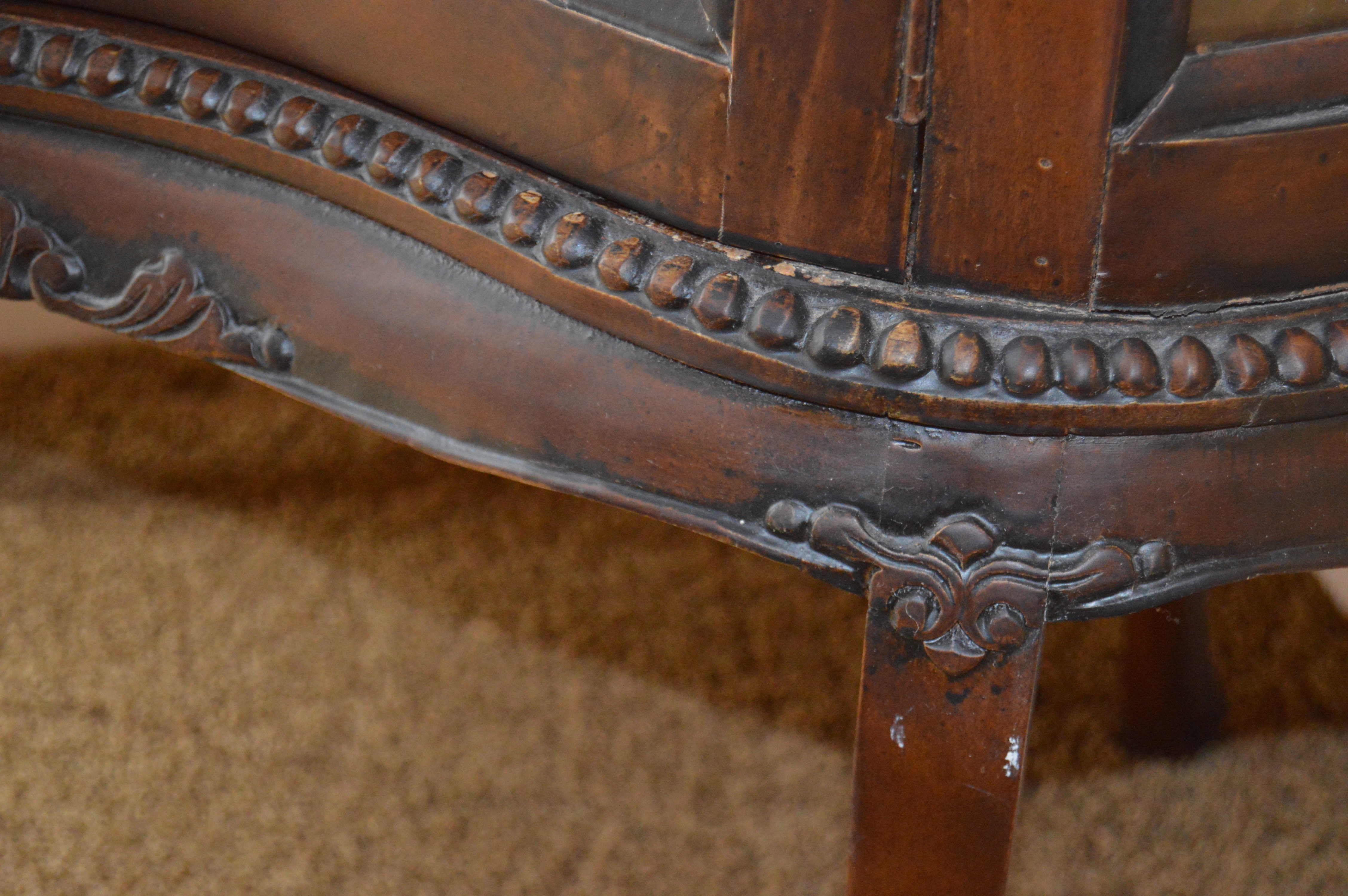 Vintage Kidney Shaped Display Cabinet with Removable Tray