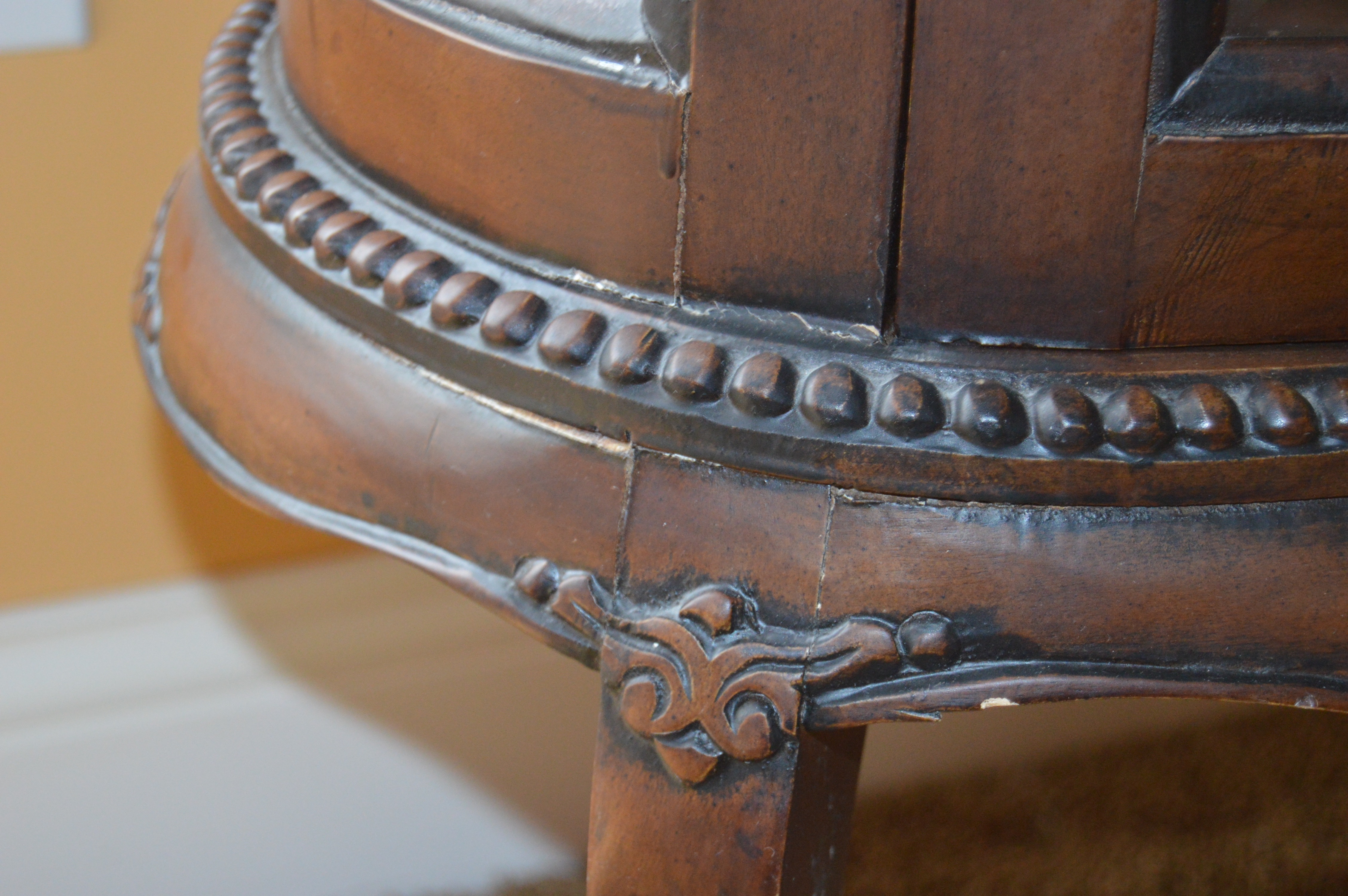 Vintage Kidney Shaped Display Cabinet with Removable Tray