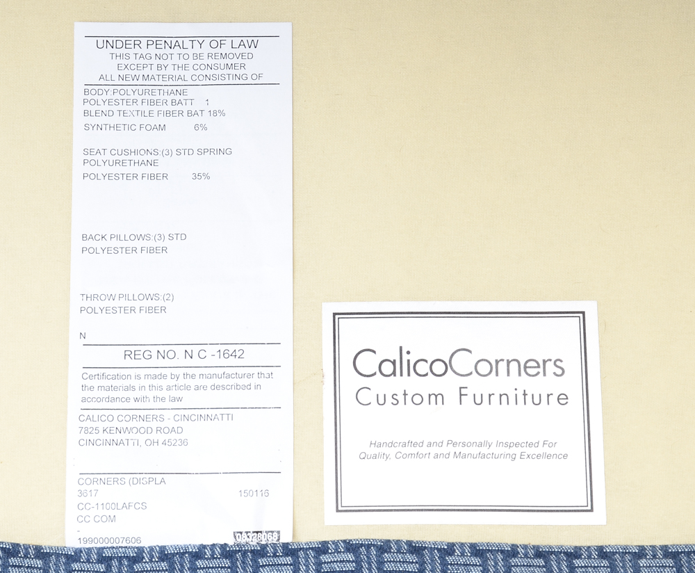 Calico Corners Blue Sectional Sofa