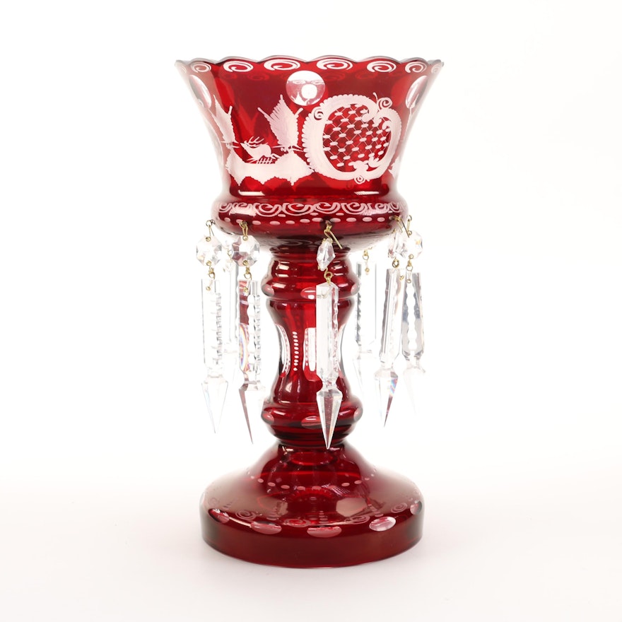 Bohemian Cranberry Glass Lustre