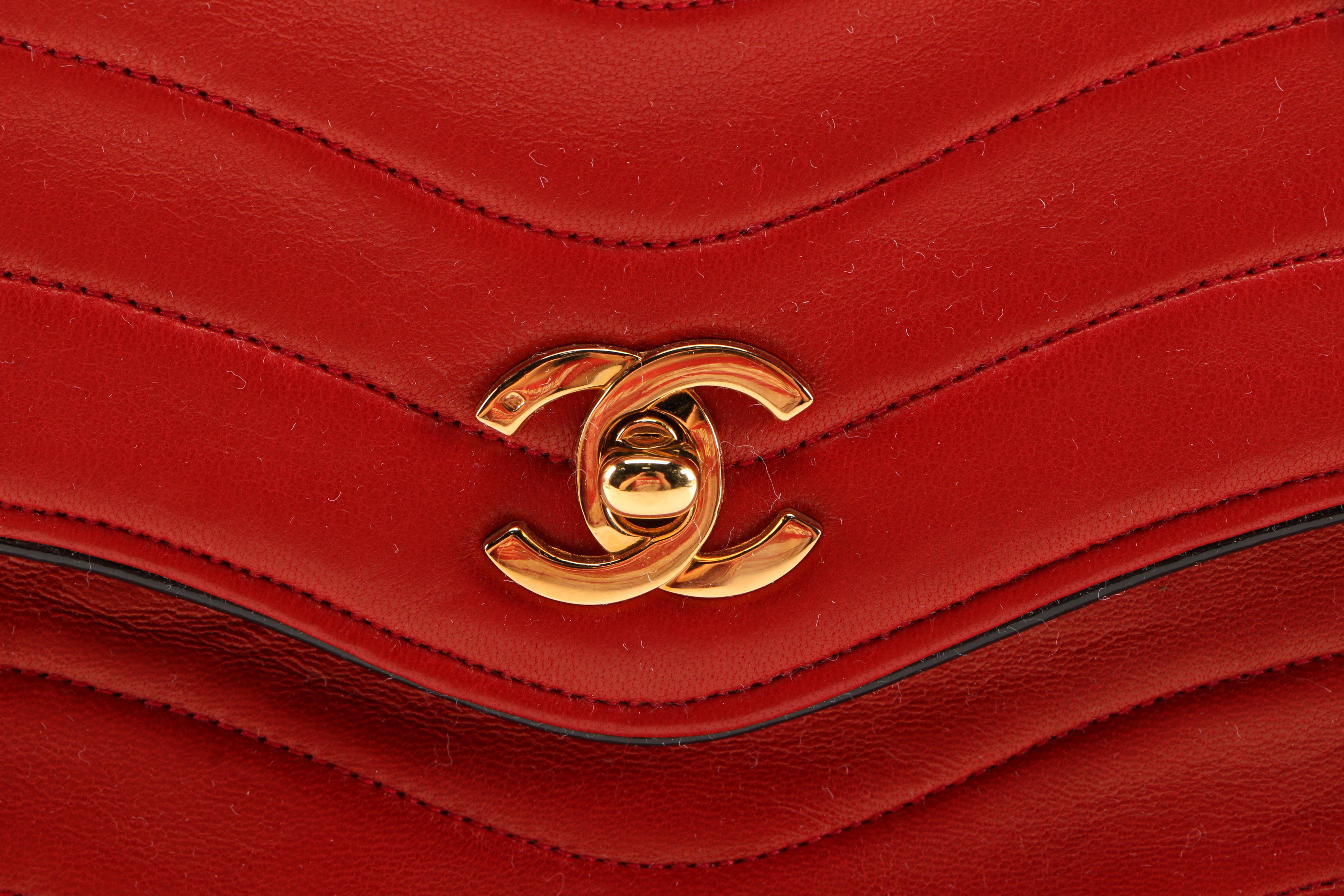 Chanel Red Leather Flap Bag