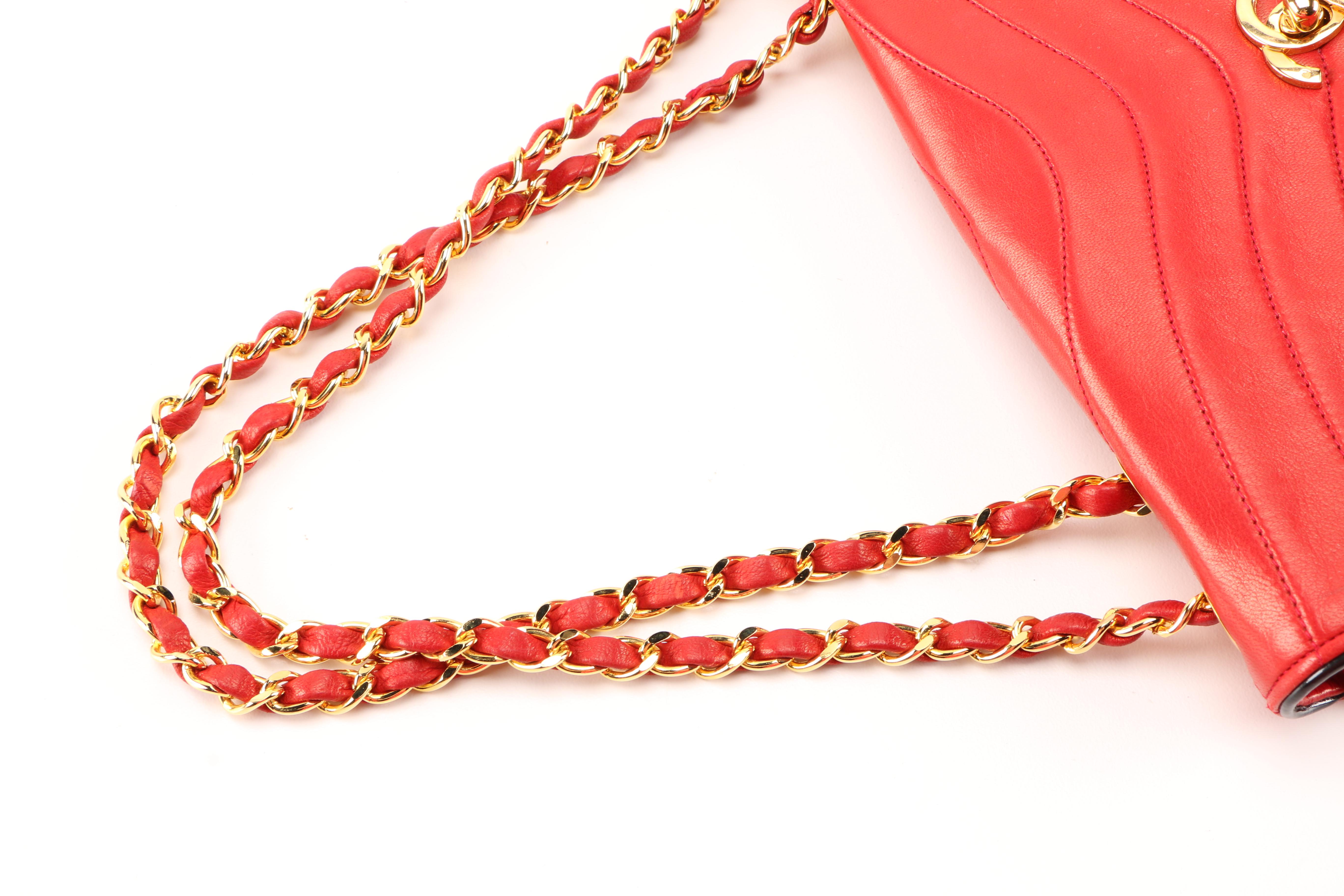 Chanel Red Leather Flap Bag