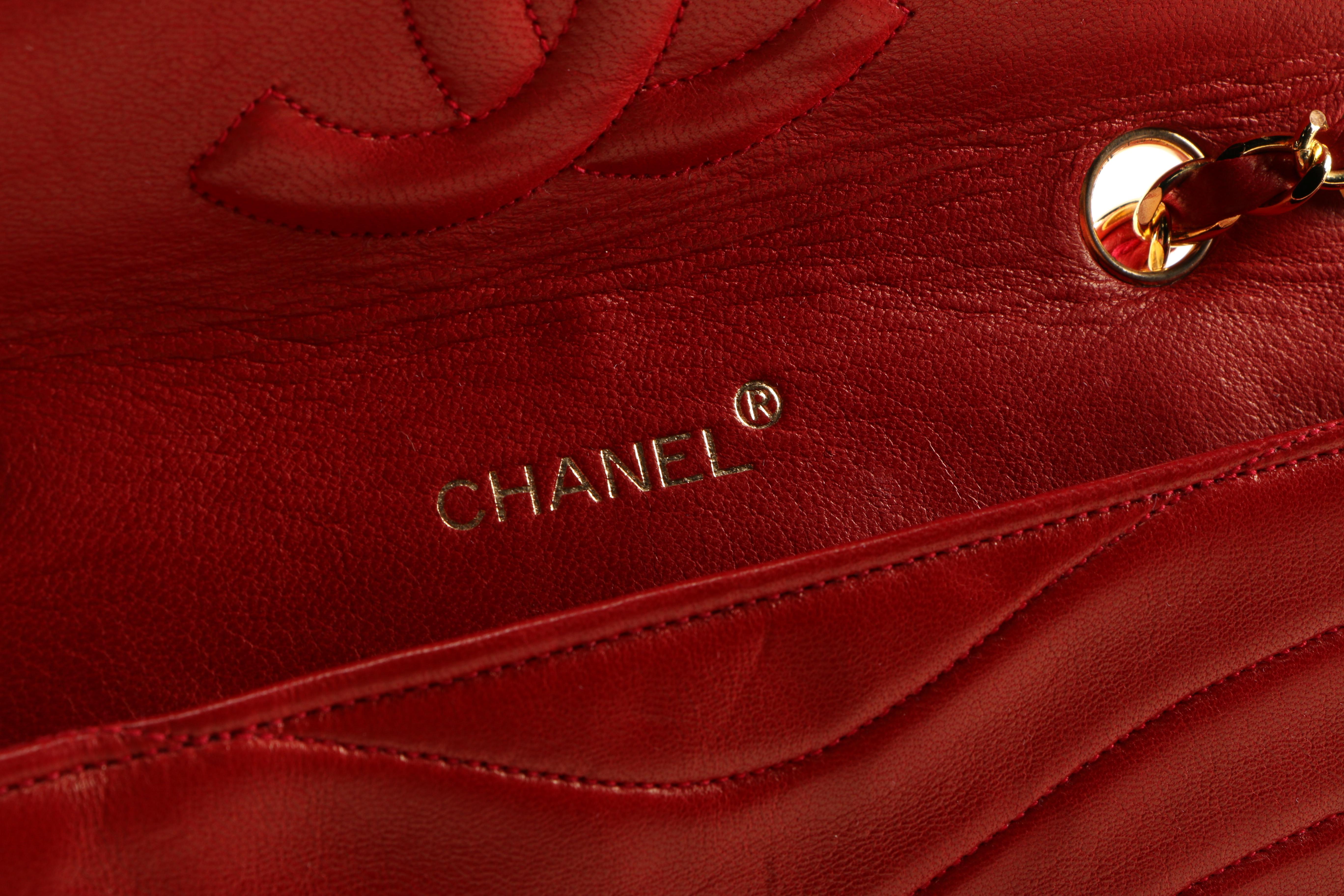 Chanel Red Leather Flap Bag