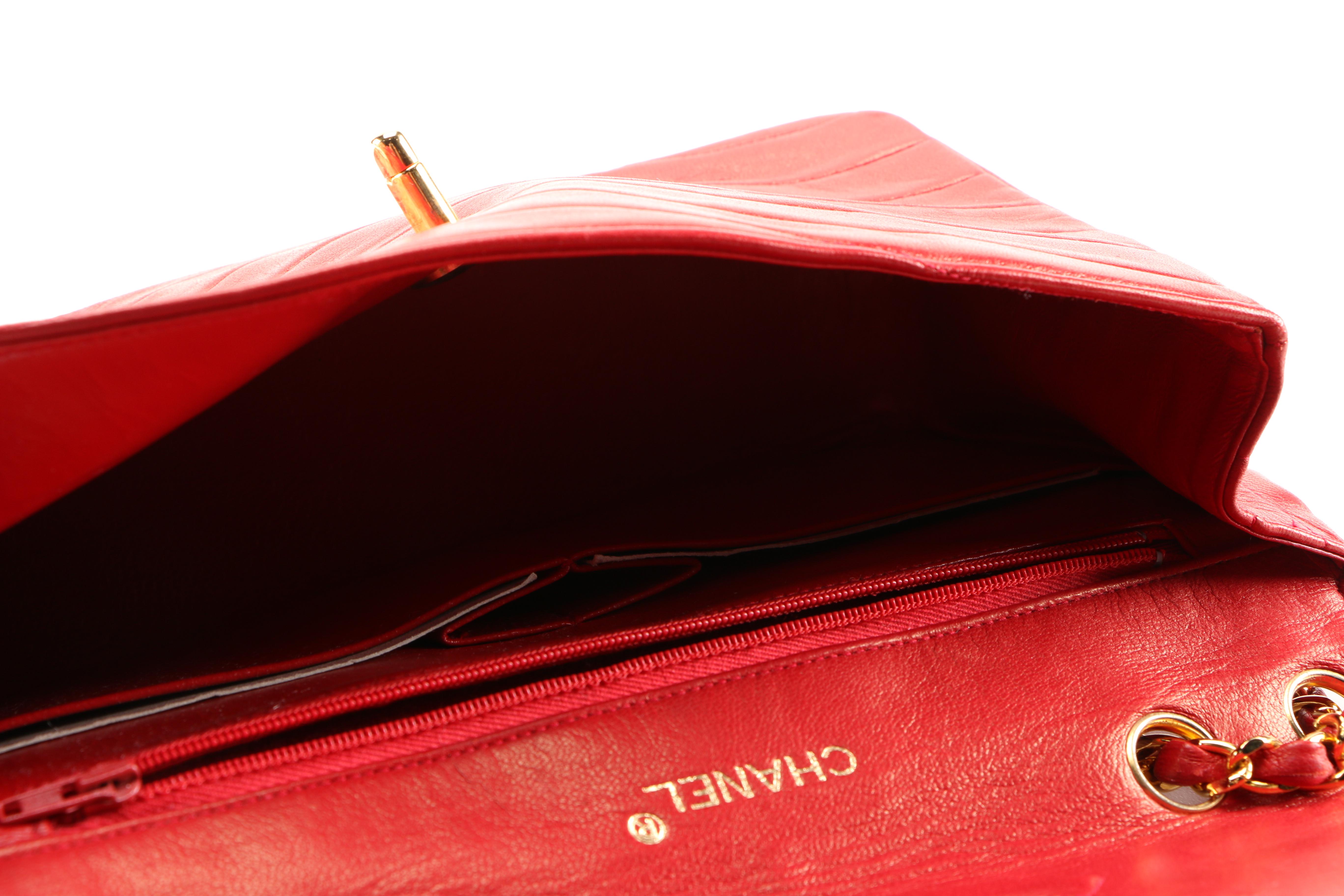 Chanel Red Leather Flap Bag