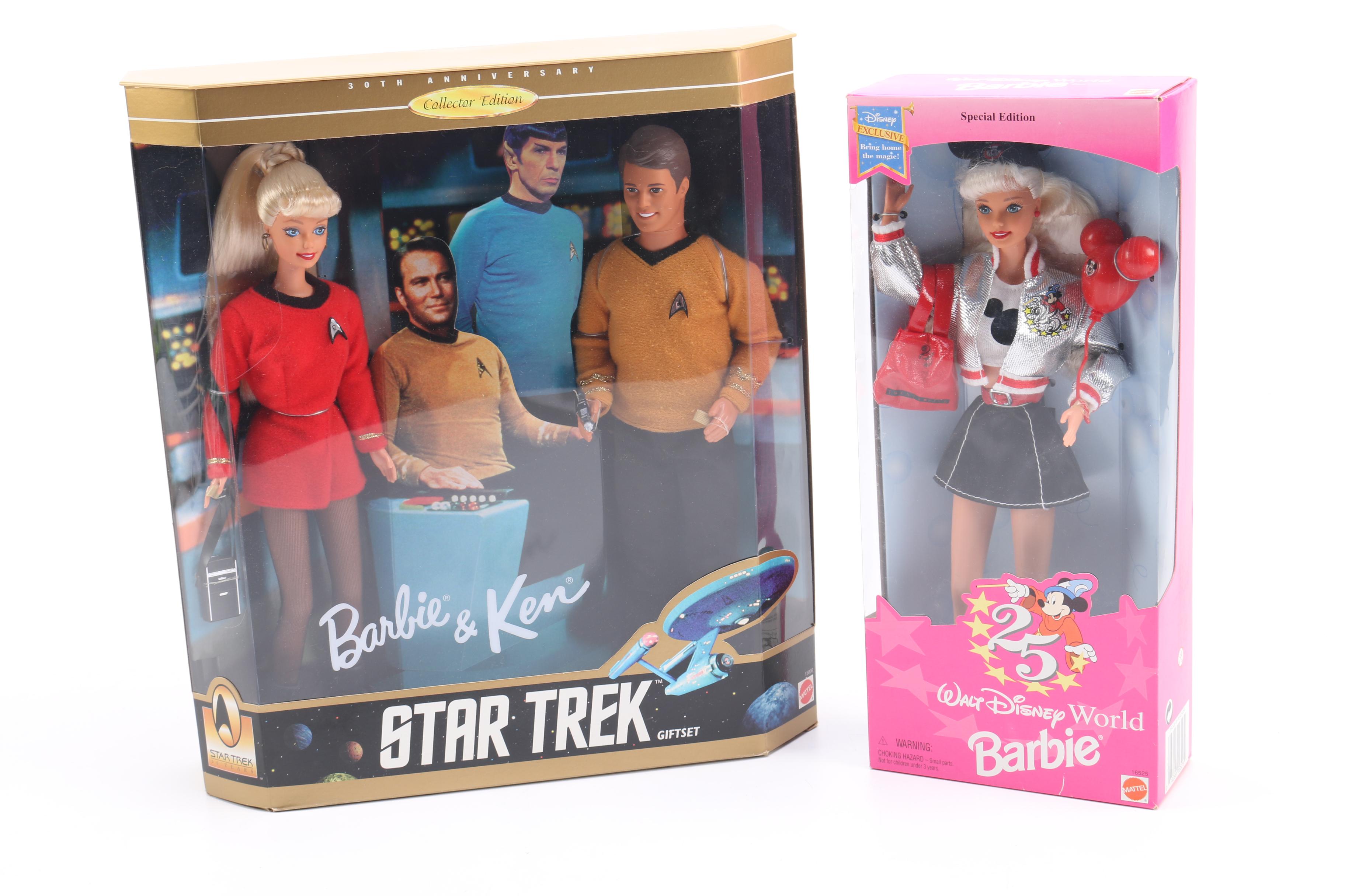 "Star Trek" and "Walt Disney World" Themed Barbie and Ken Dolls
