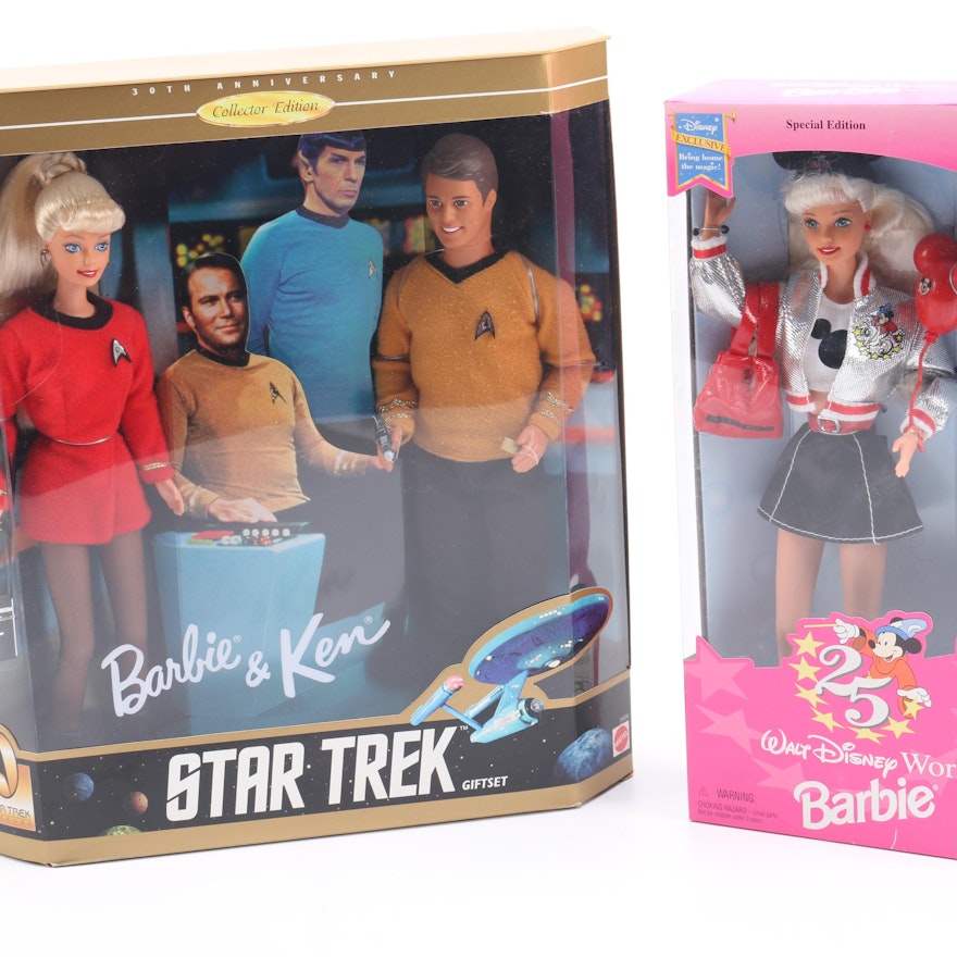 "Star Trek" and "Walt Disney World" Themed Barbie and Ken Dolls