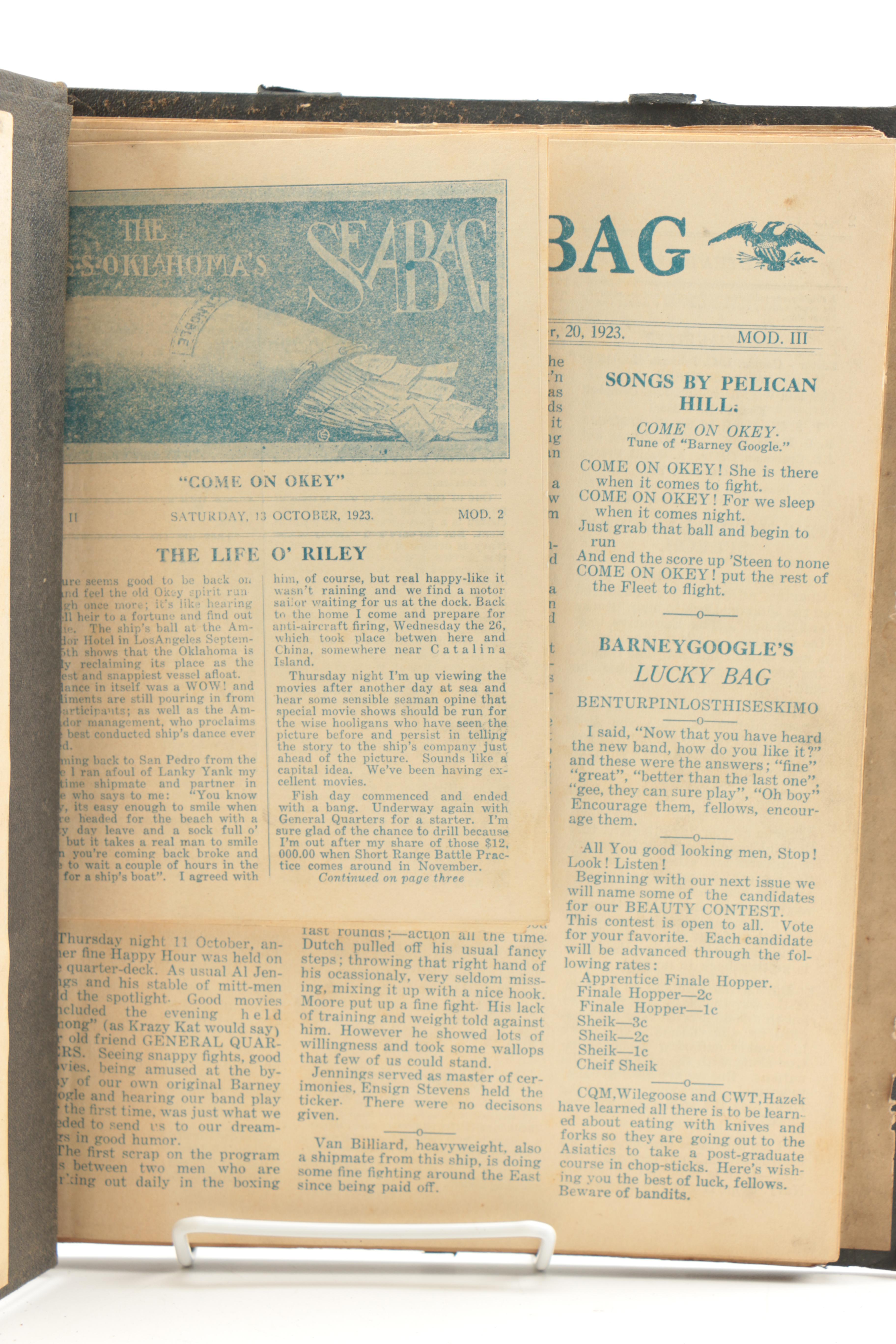 U.S.S. Oklahoma "Sea Bag" Ephemera