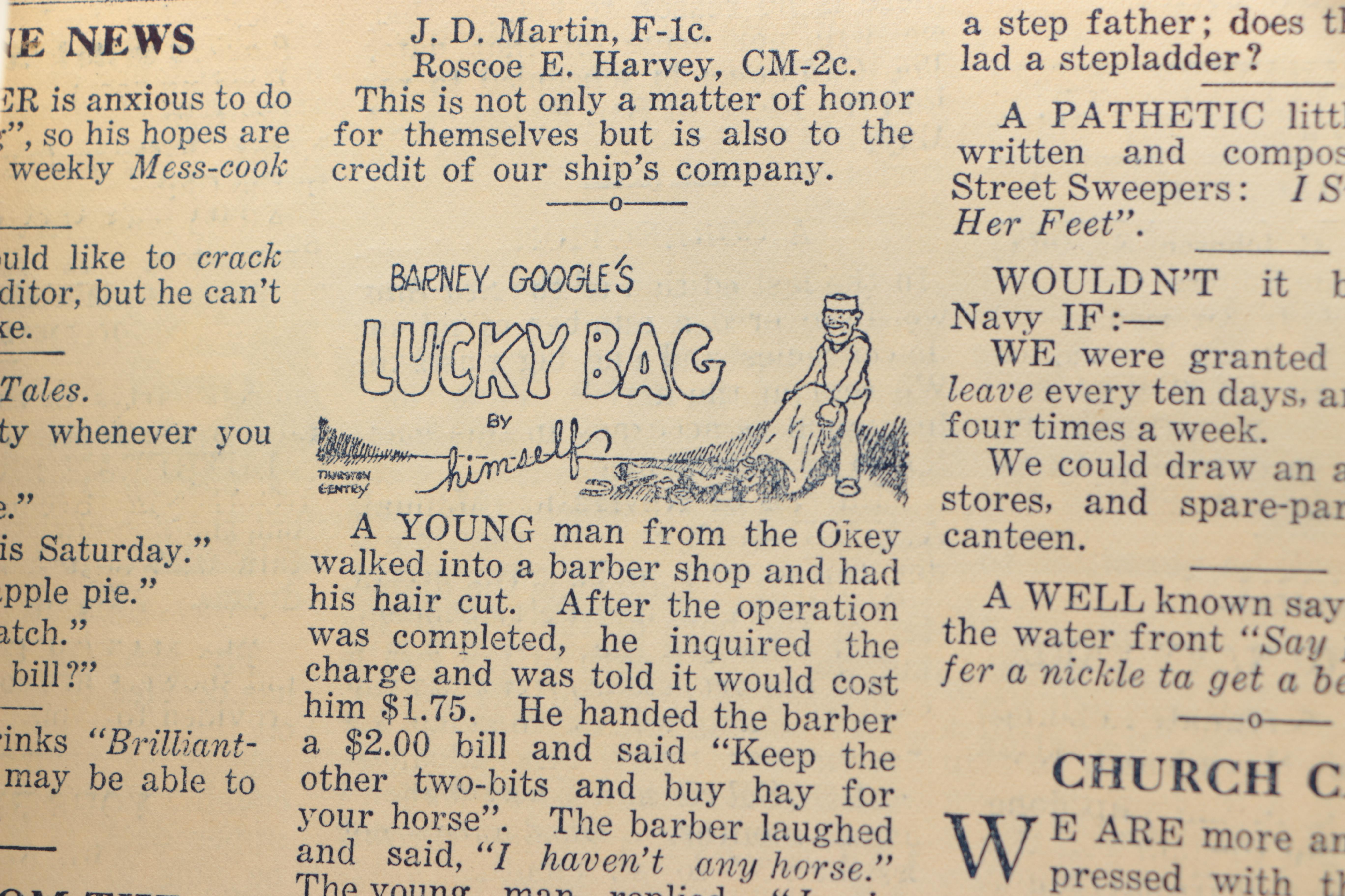 U.S.S. Oklahoma "Sea Bag" Ephemera