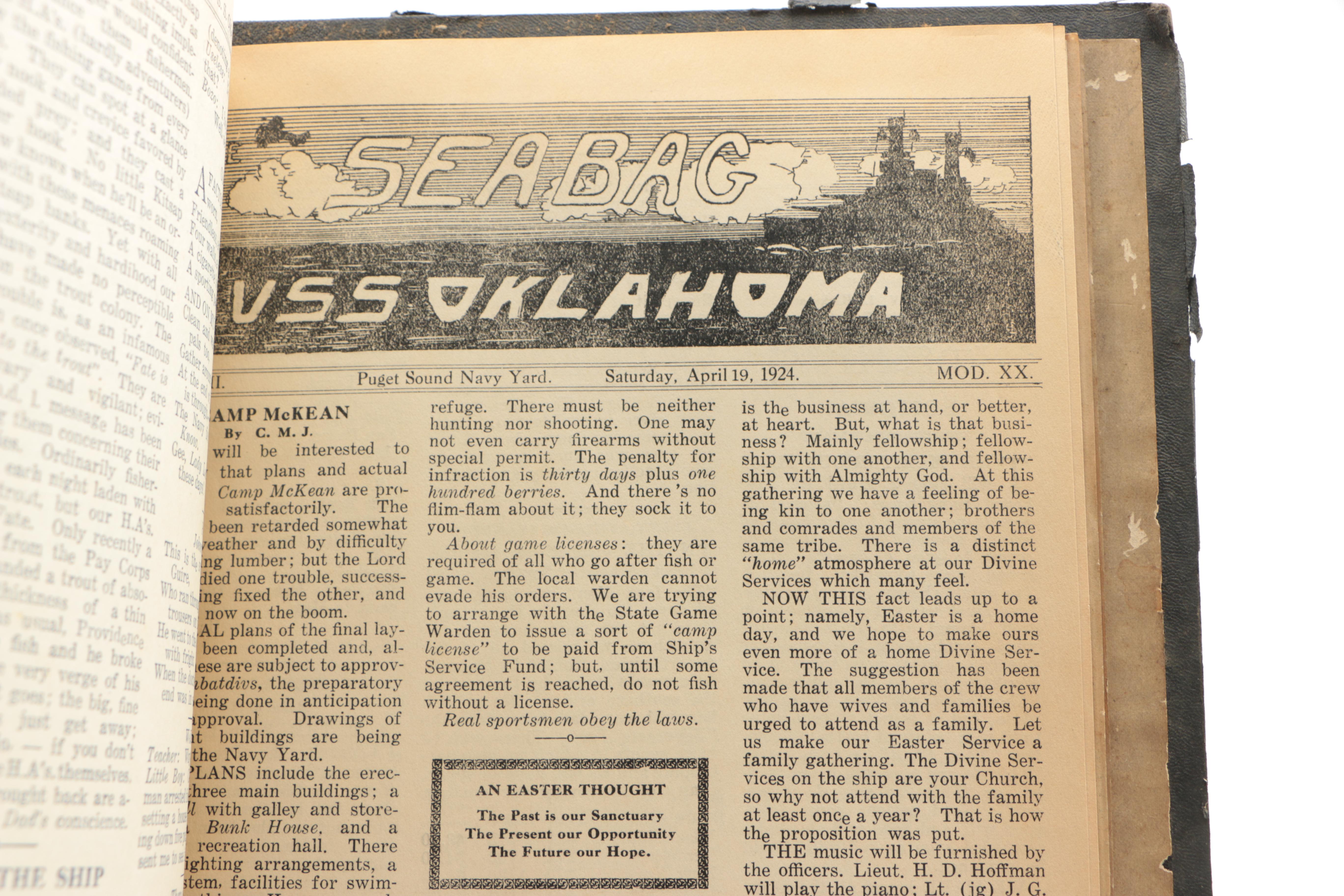 U.S.S. Oklahoma "Sea Bag" Ephemera