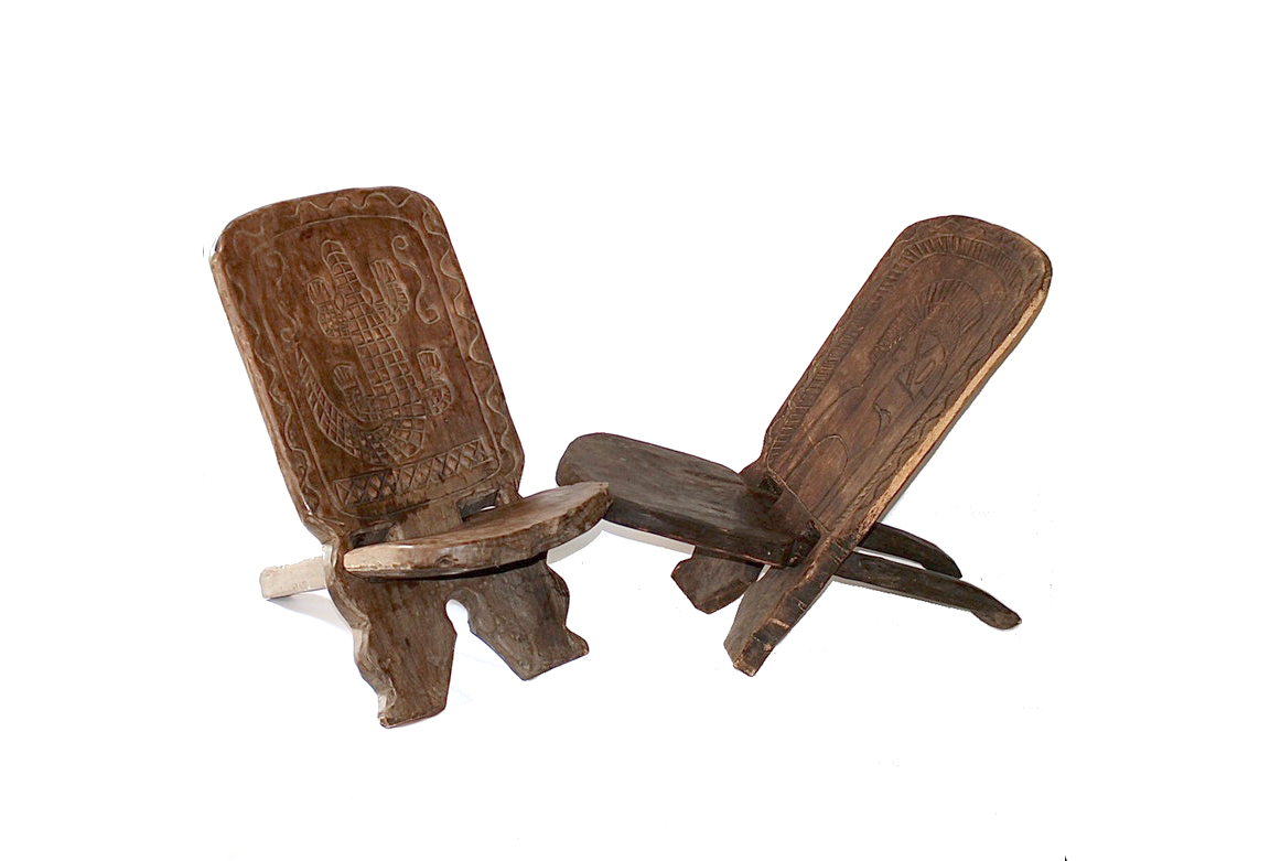 Pair of African Birthing Chairs