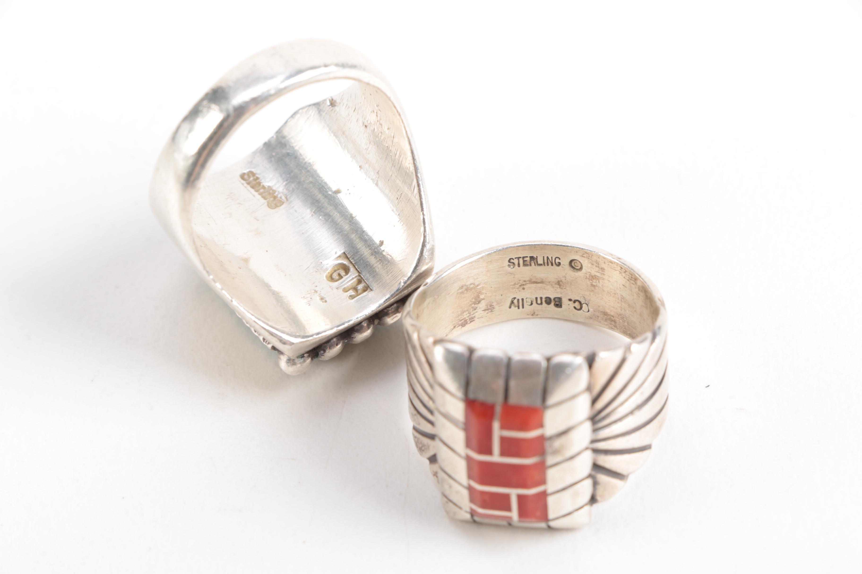 Sterling Silver Gemstone Rings Featuring Native American Silversmiths