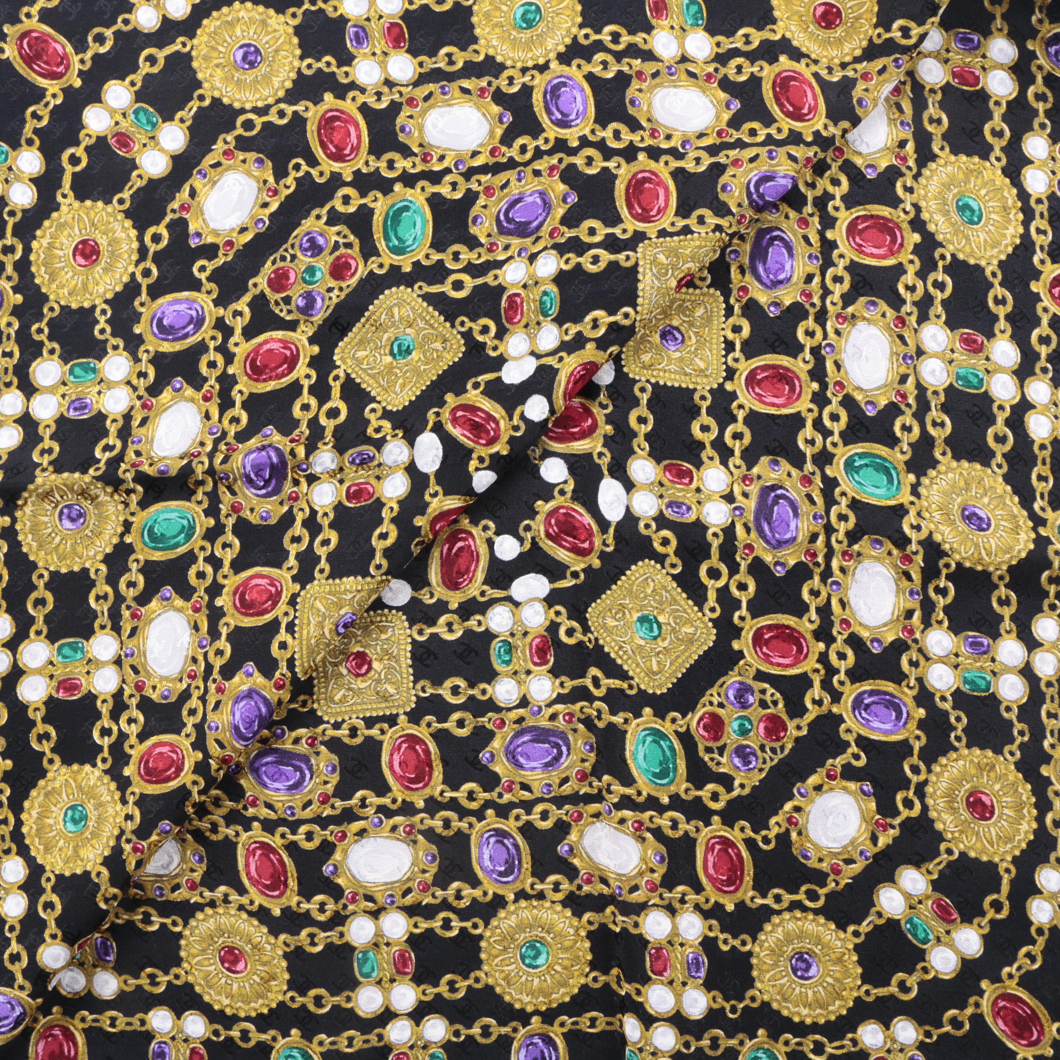 Chanel Jewelry Print Silk Scarf