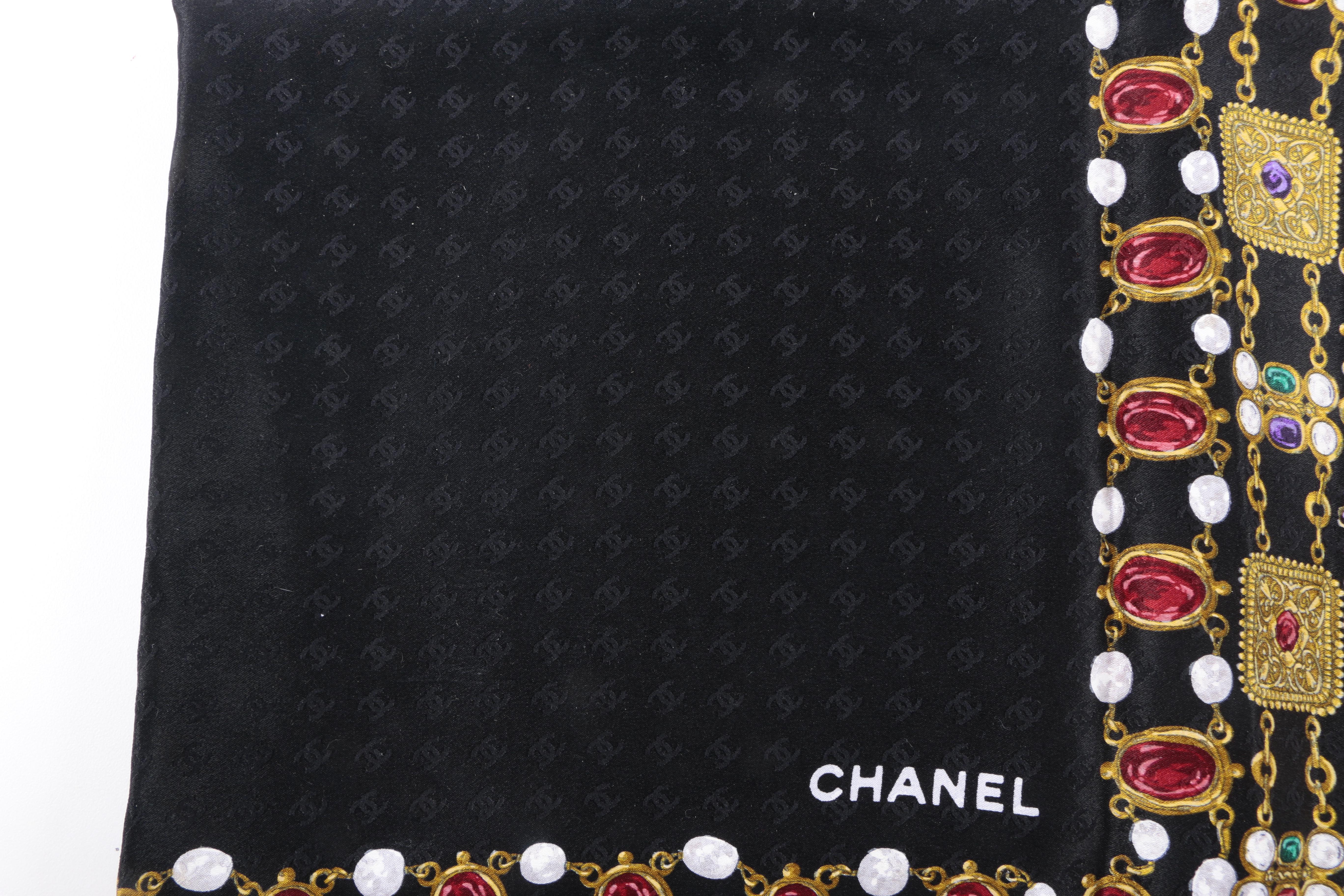 Chanel Jewelry Print Silk Scarf