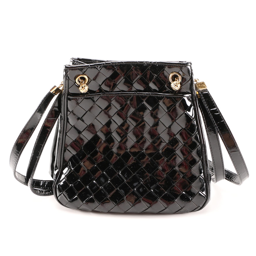 Woven Patent Leather Bag by Bottega Veneta