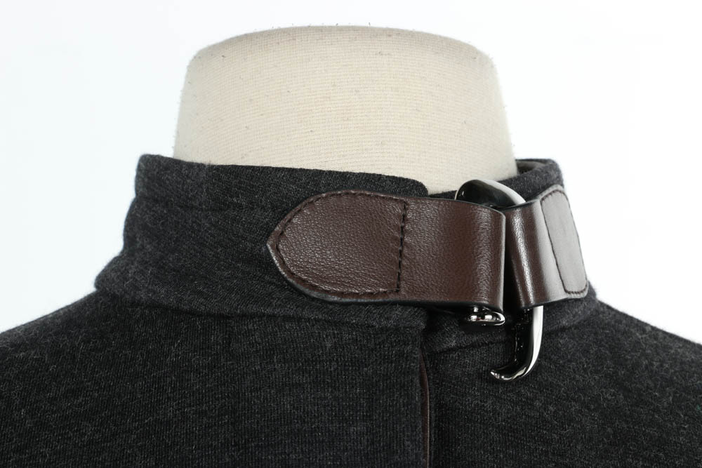 Hermès Deep Heather Gray Wool Cape with Coordinating Gloves
