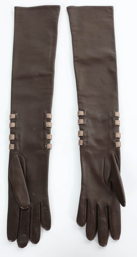 Hermès Deep Heather Gray Wool Cape with Coordinating Gloves