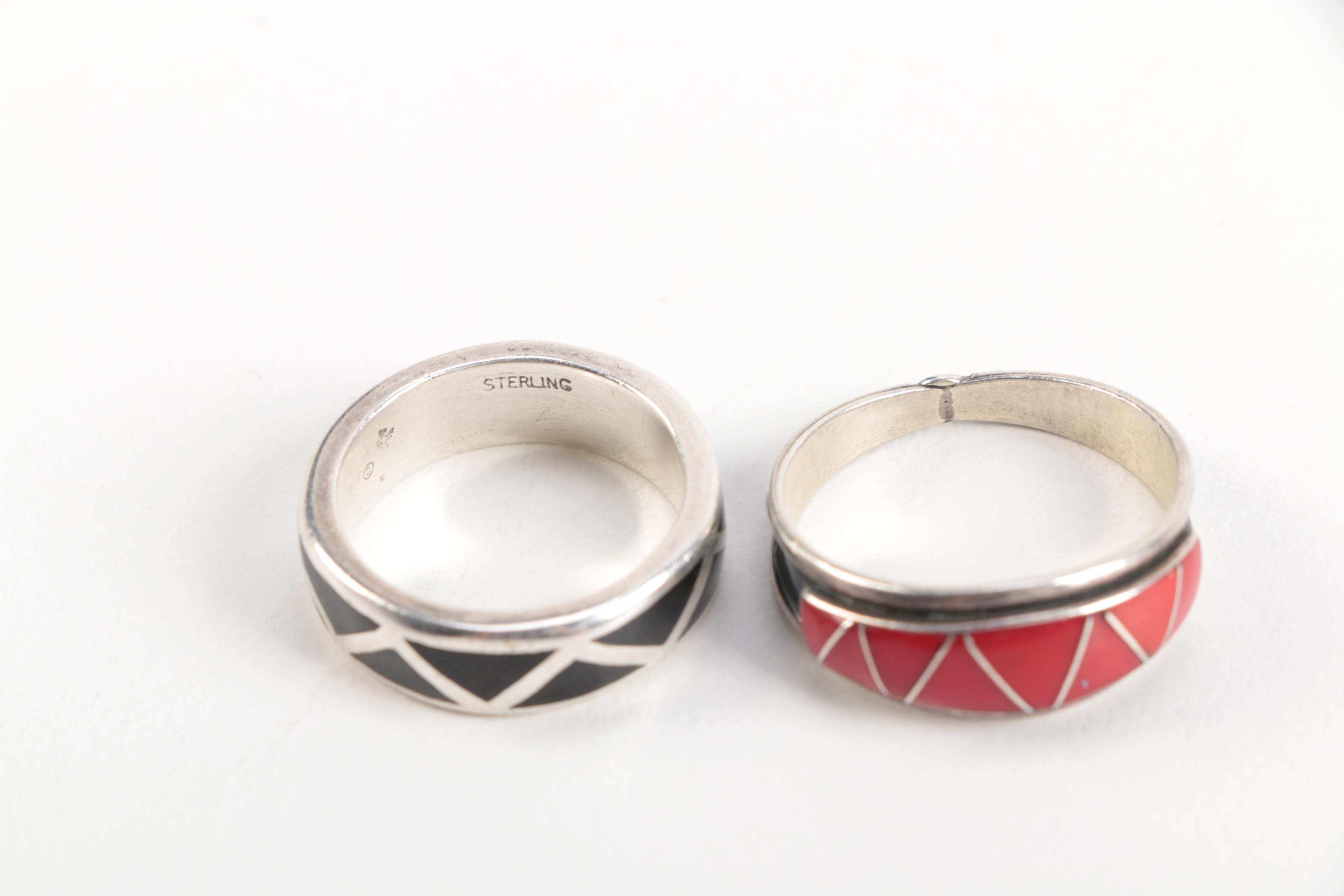Southwestern Style Sterling Silver Gemstone Rings