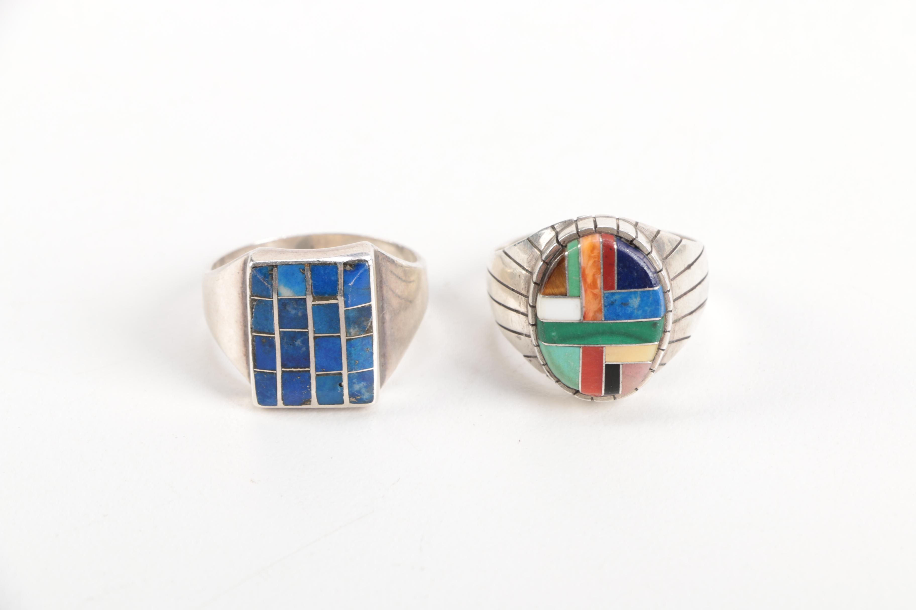 Southwestern Style Sterling Silver Gemstone Rings