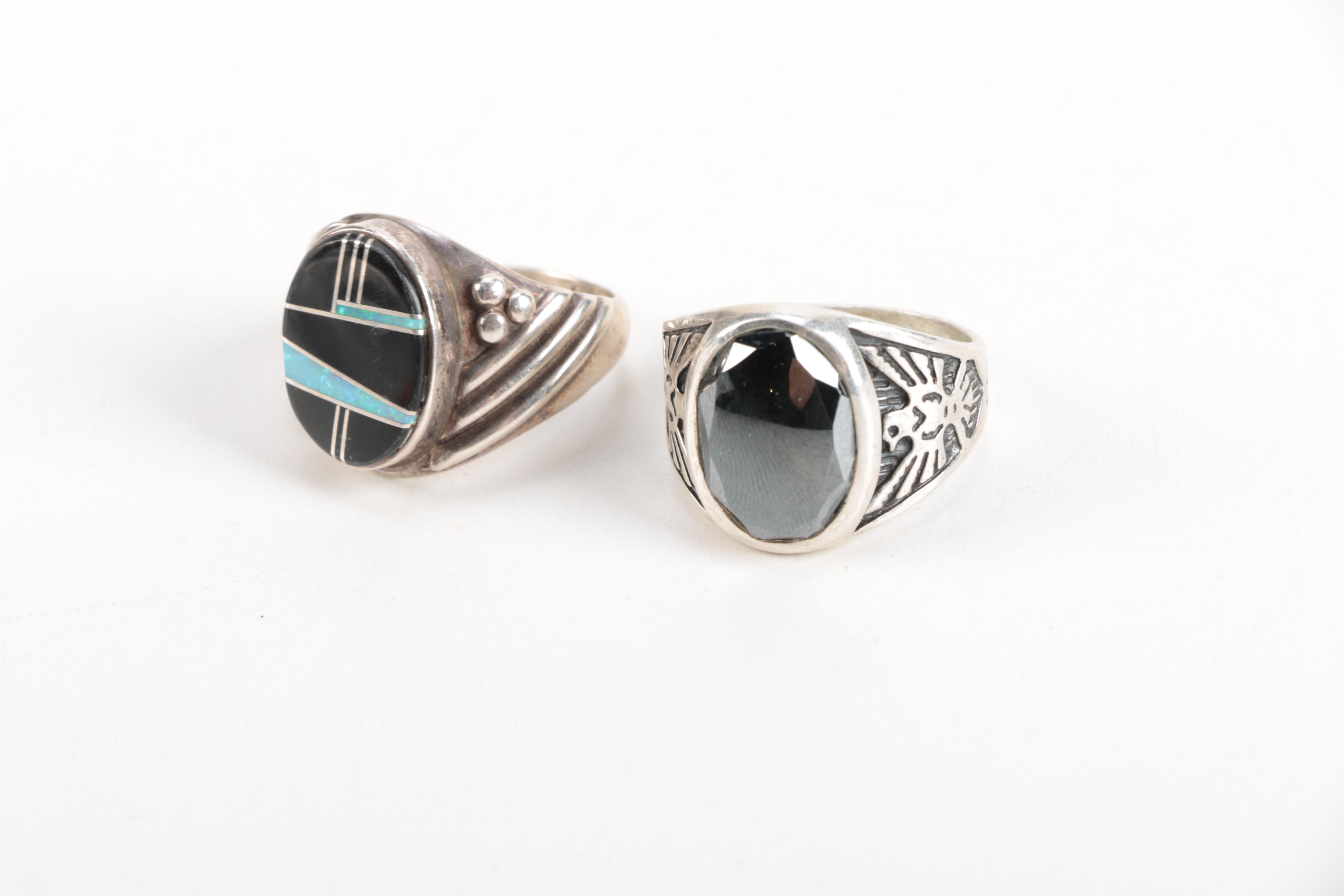 Southwestern Style Sterling Silver Gemstone Rings