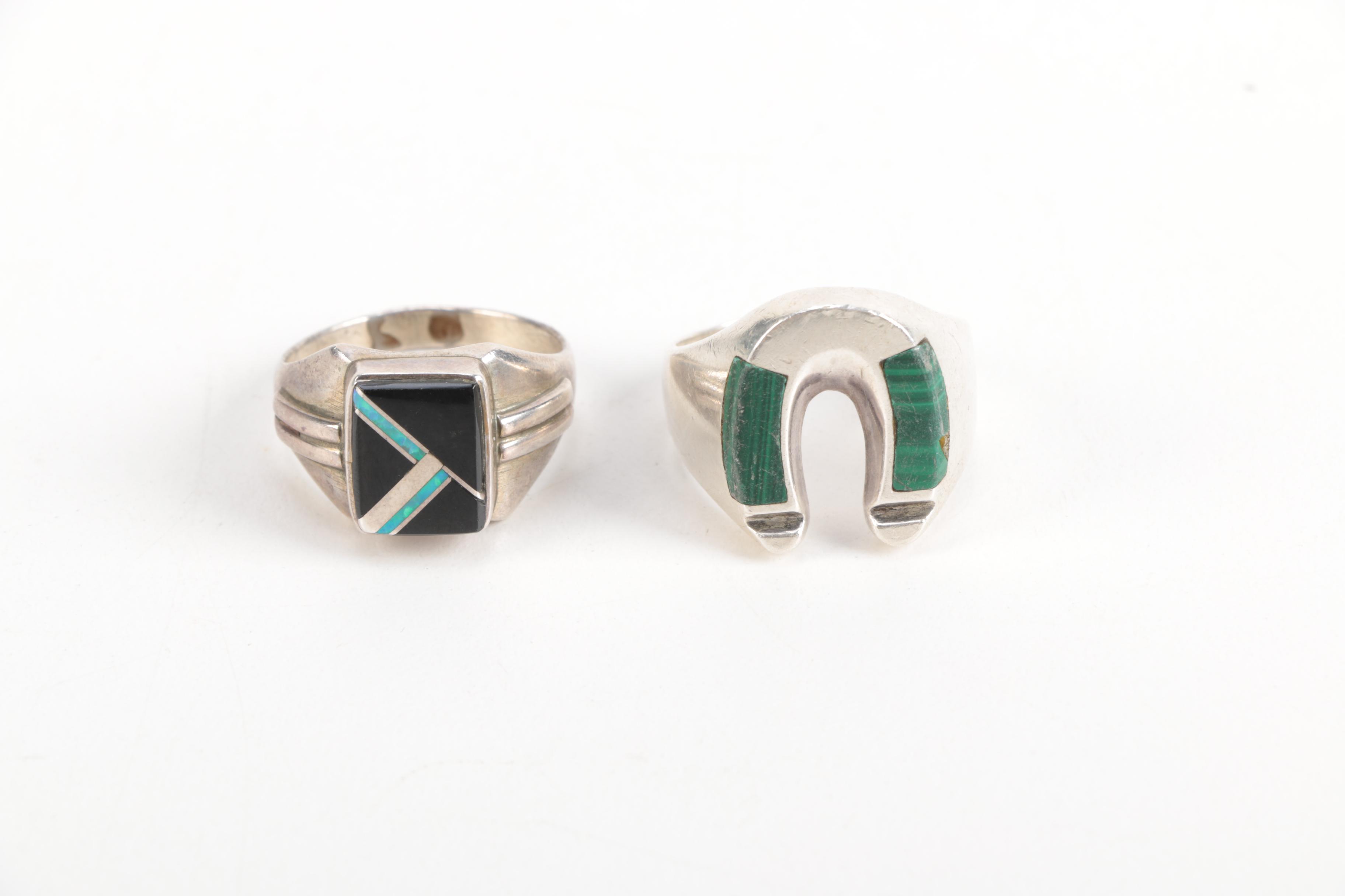 Southwestern Style Sterling Silver Gemstone Rings