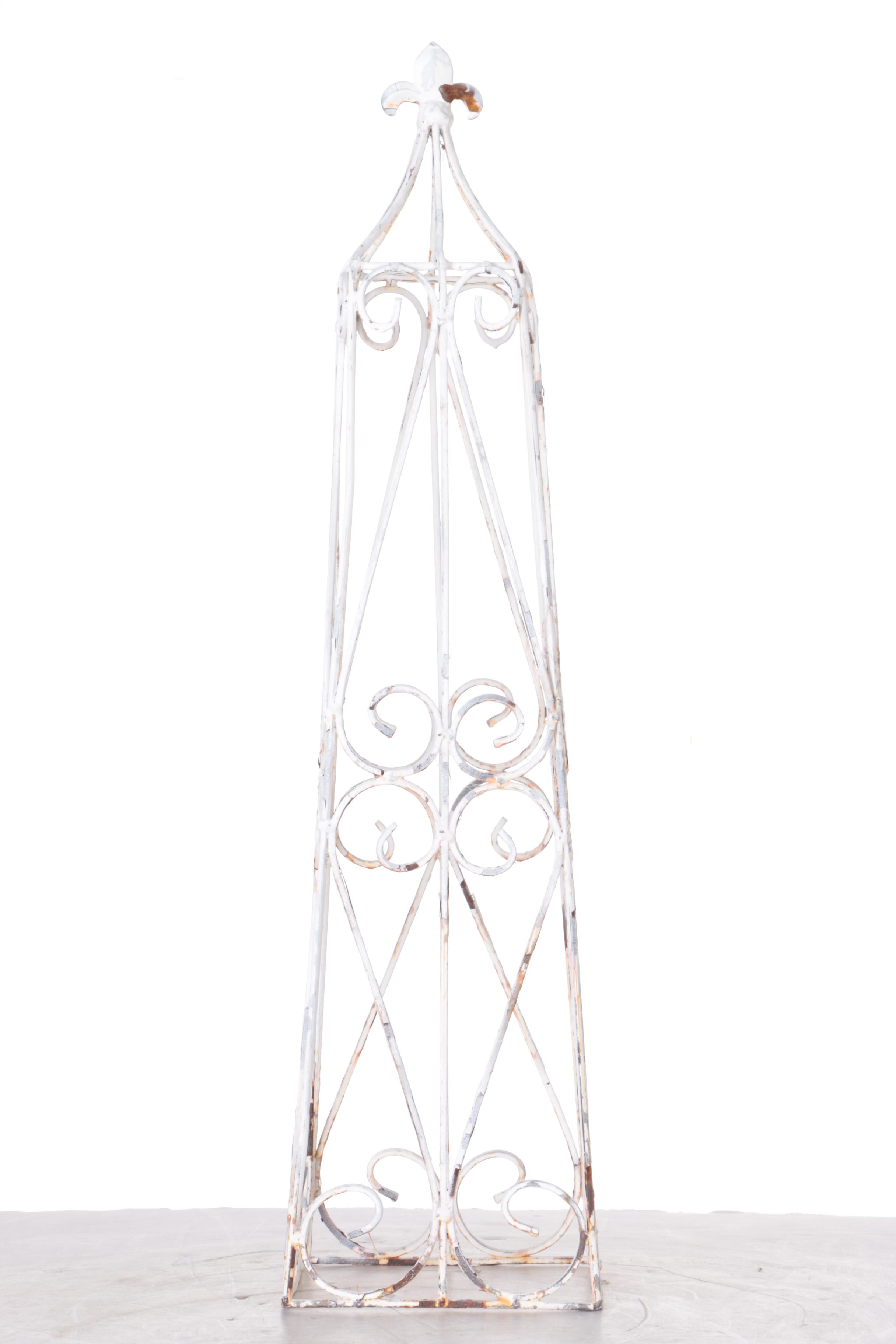 Vintage White Wrought Iron Outdoor Decor