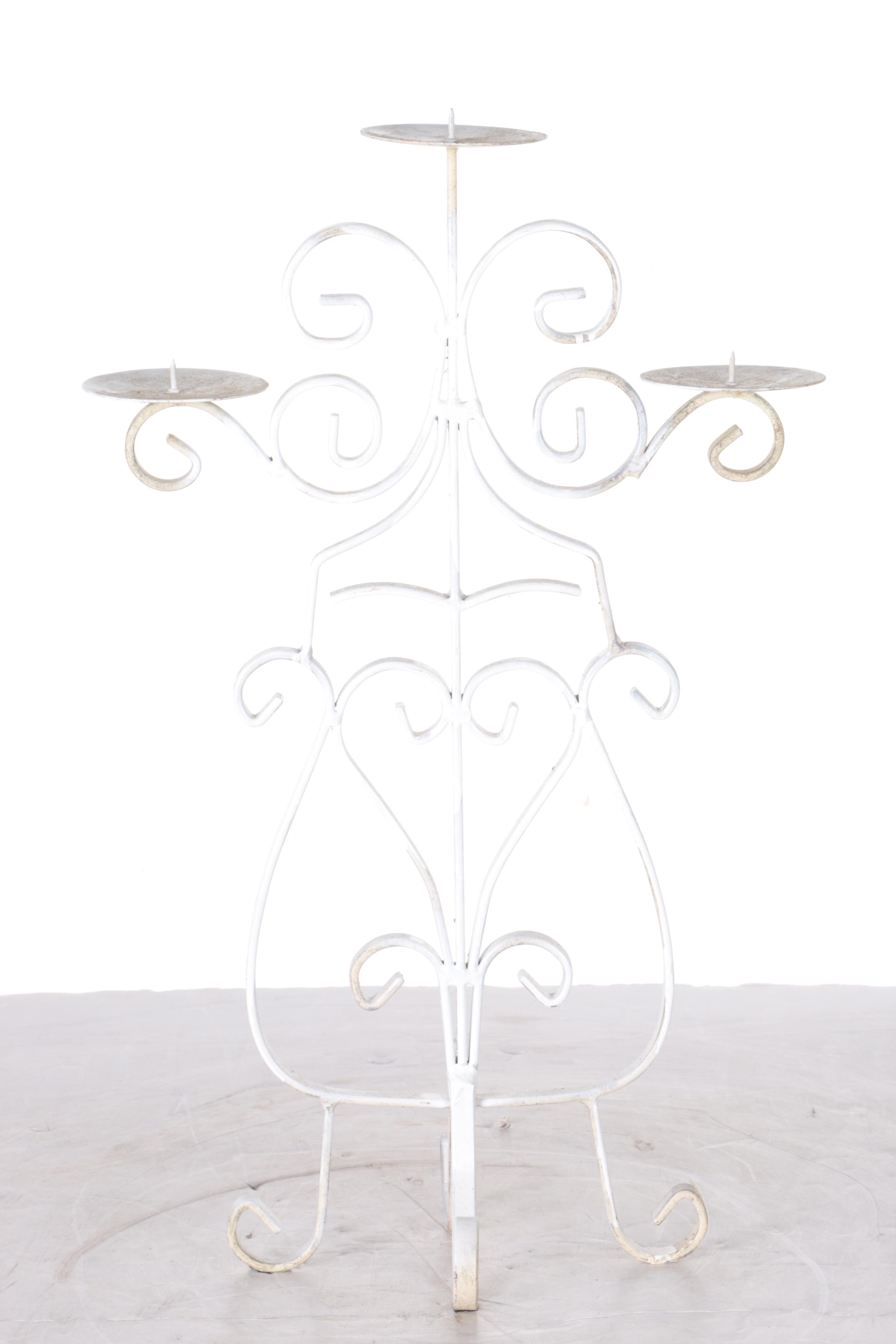 Vintage White Wrought Iron Outdoor Decor