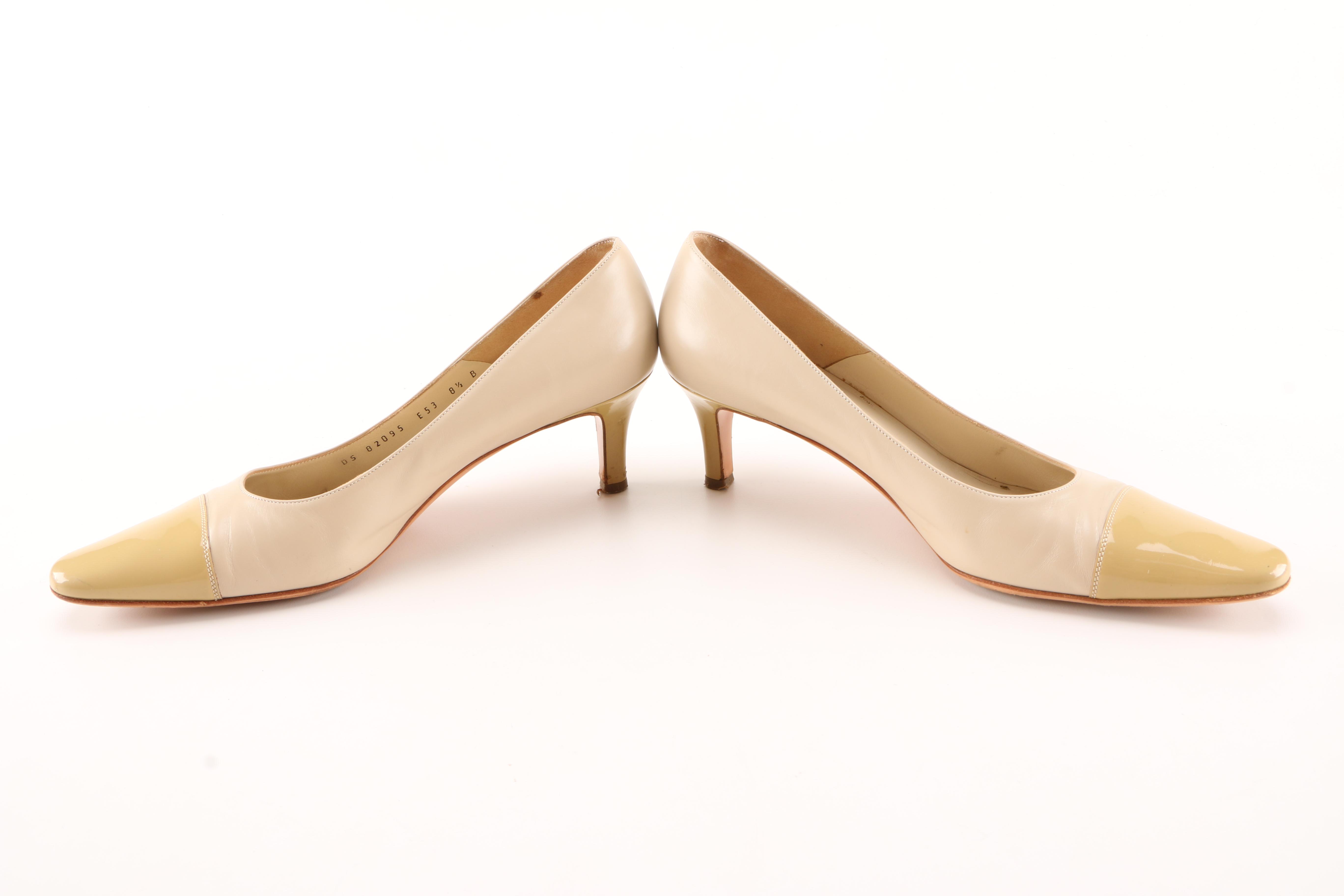Salvatore Ferragamo Vintage Nude Color Block Heels
