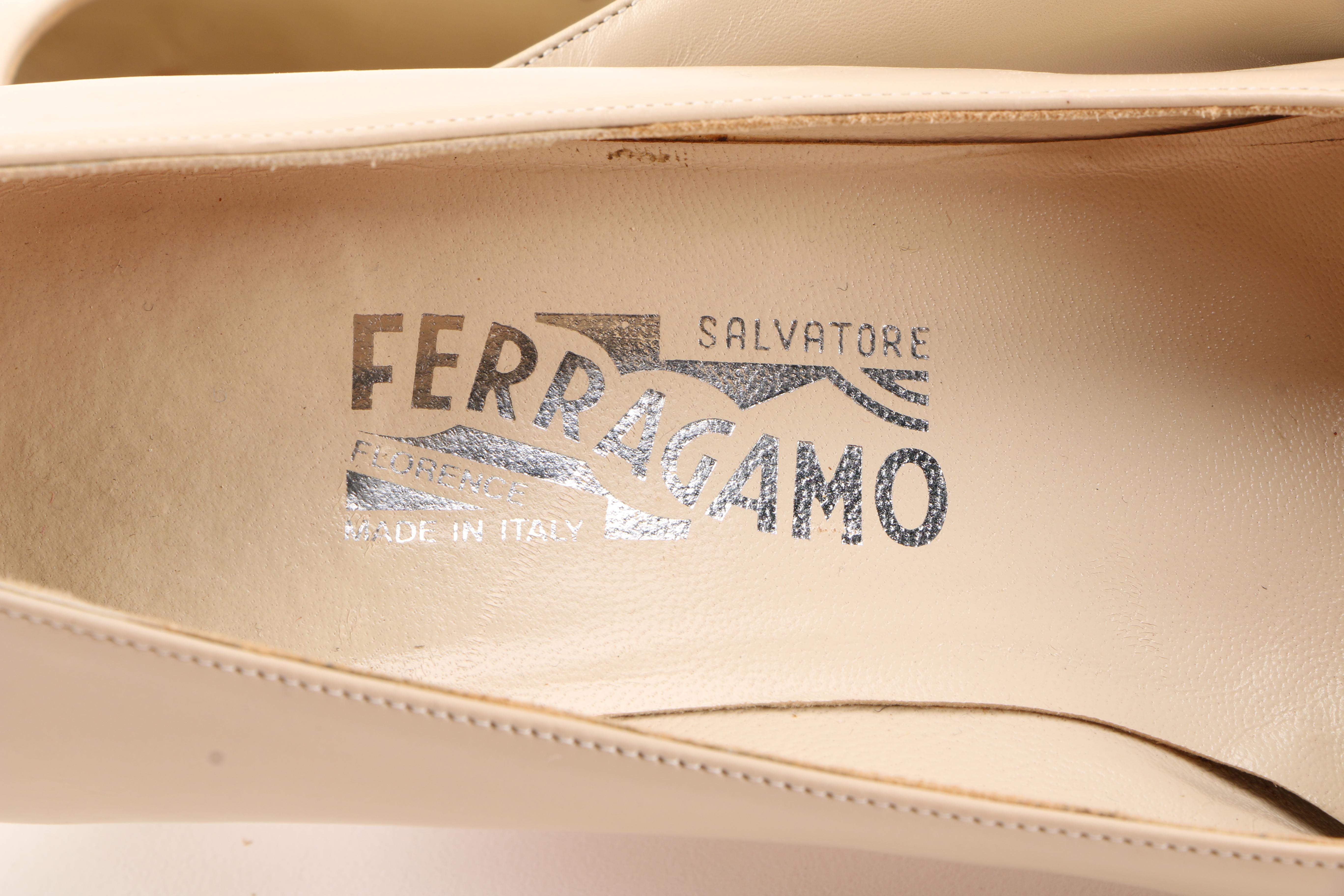 Salvatore Ferragamo Vintage Nude Color Block Heels