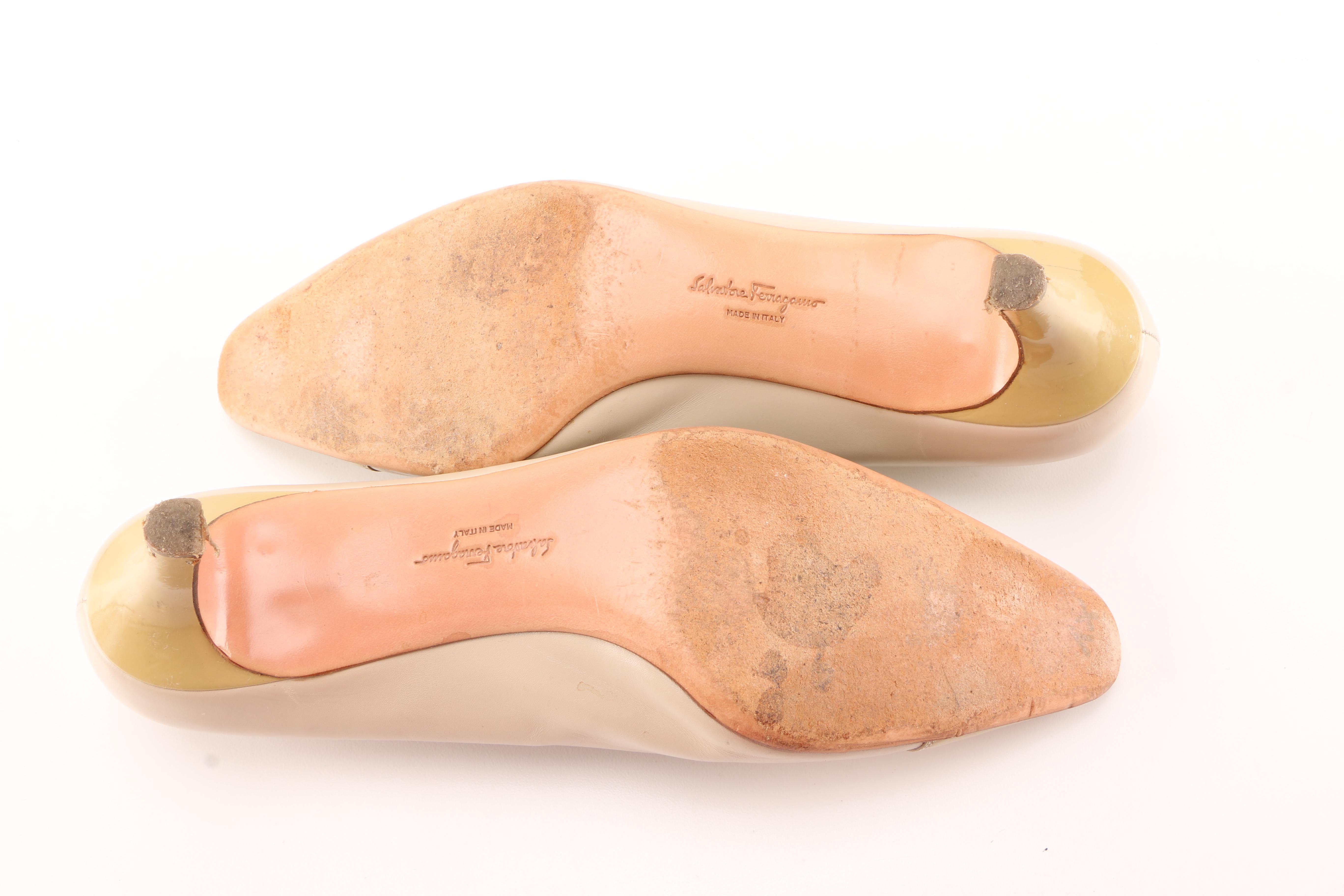 Salvatore Ferragamo Vintage Nude Color Block Heels