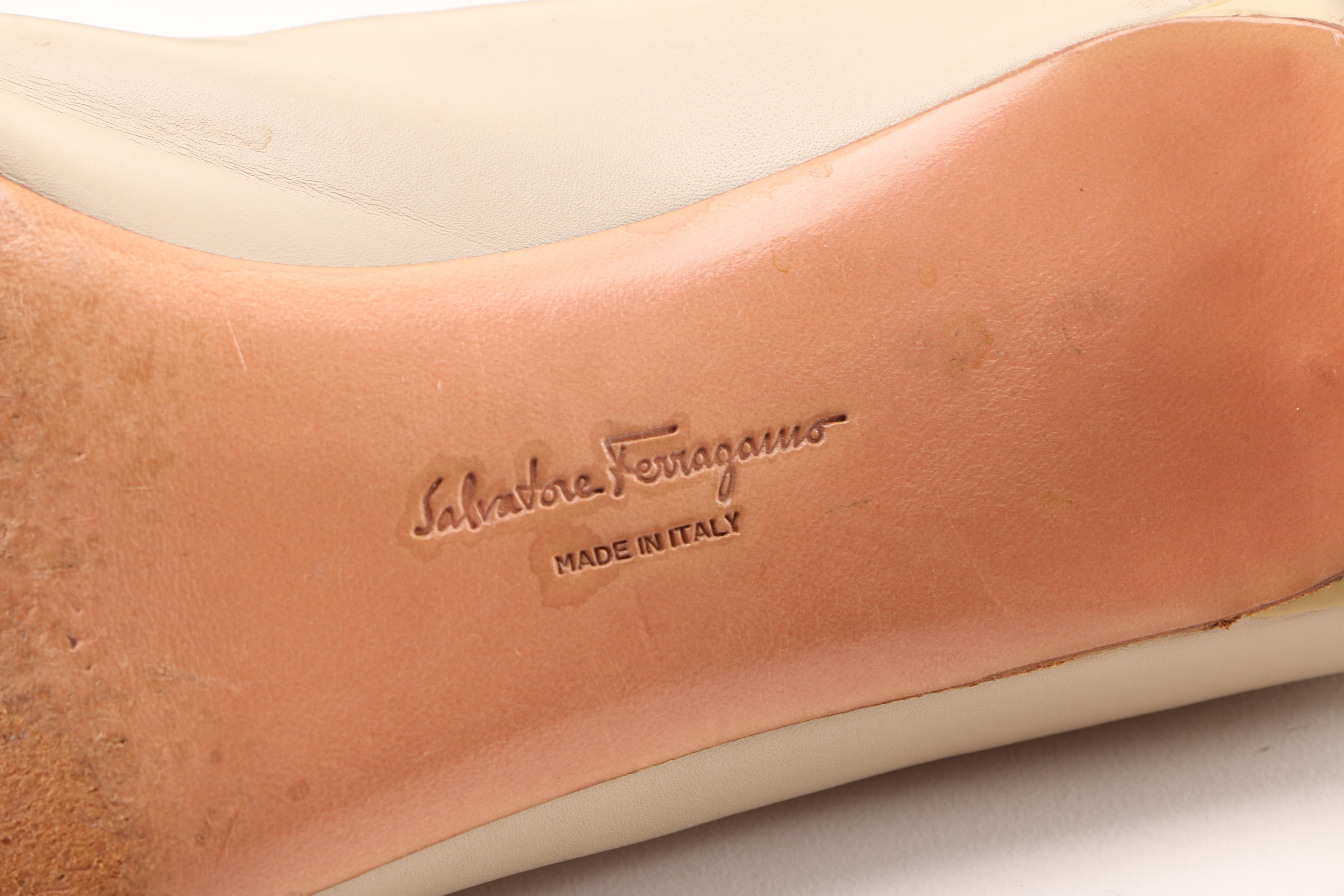 Salvatore Ferragamo Vintage Nude Color Block Heels