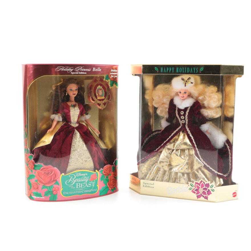 Pair of Holiday Barbies in Boxes