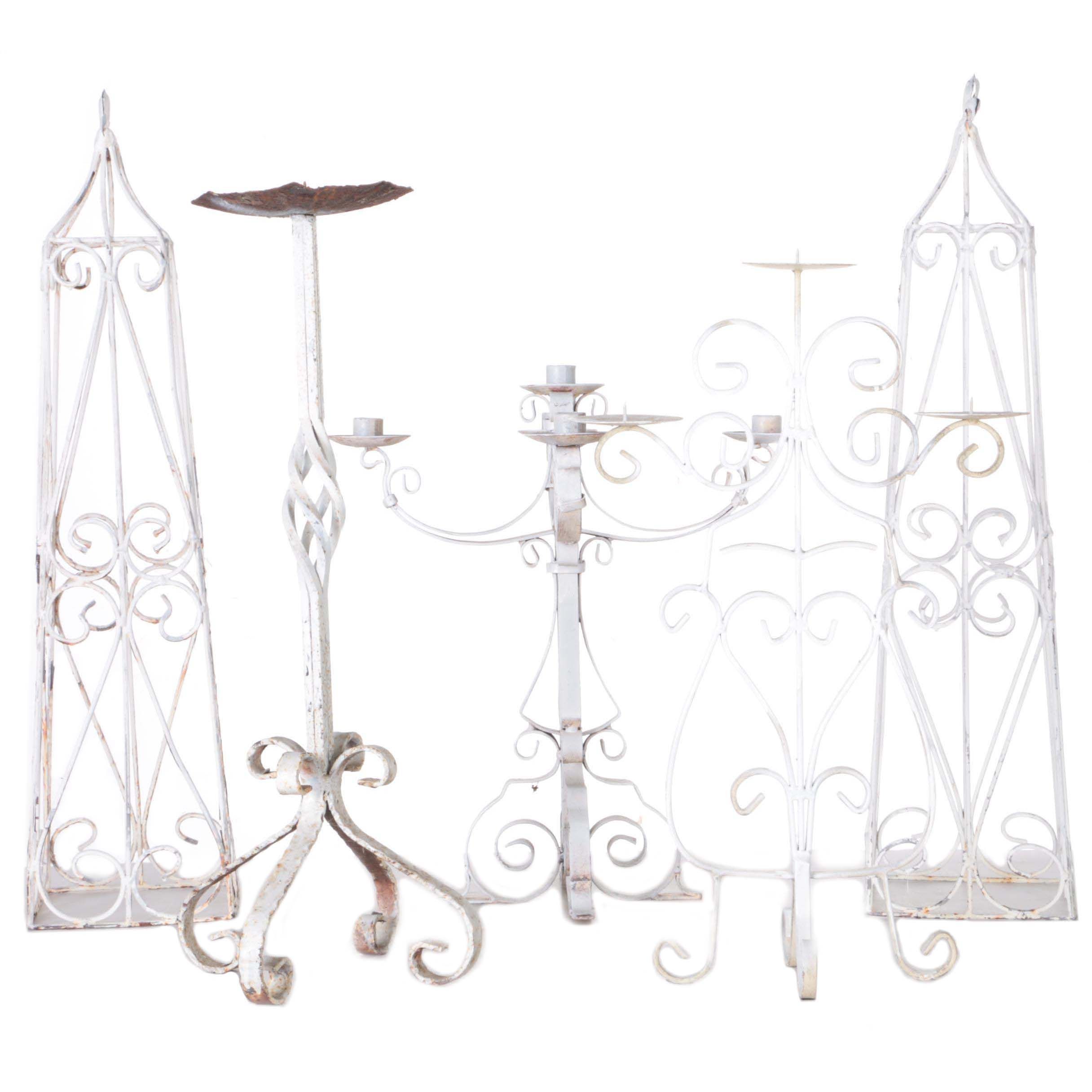 Vintage White Wrought Iron Outdoor Decor