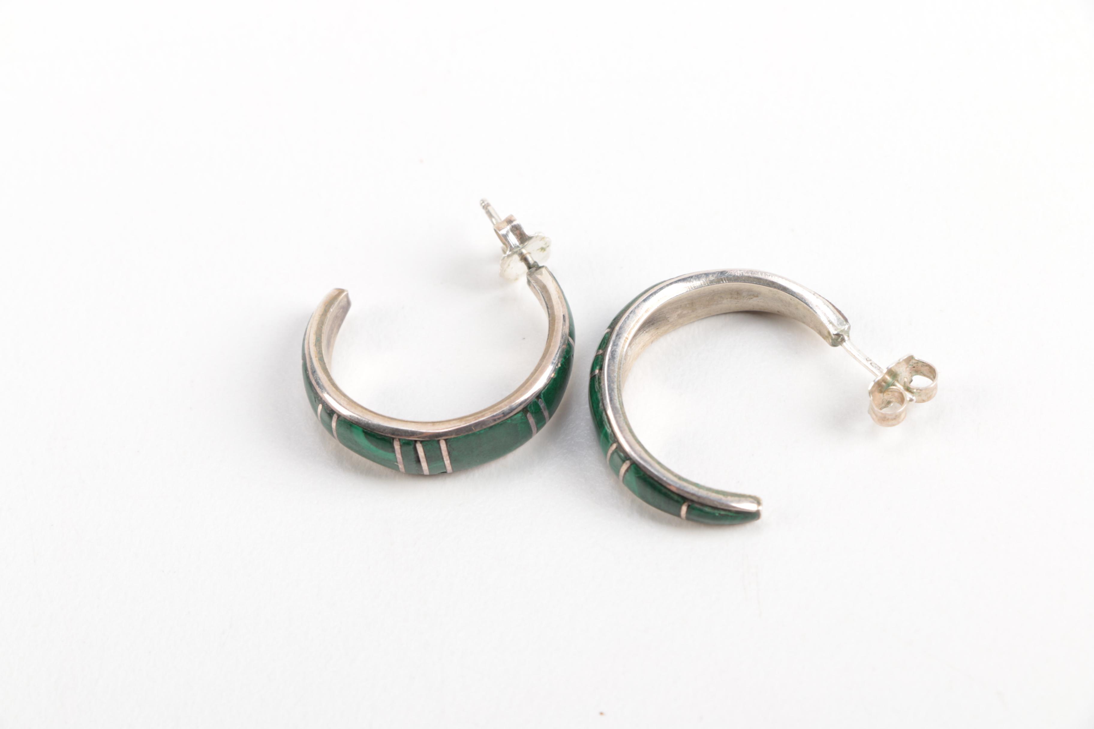 Southwestern Style Sterling Silver Malachite Jewelry