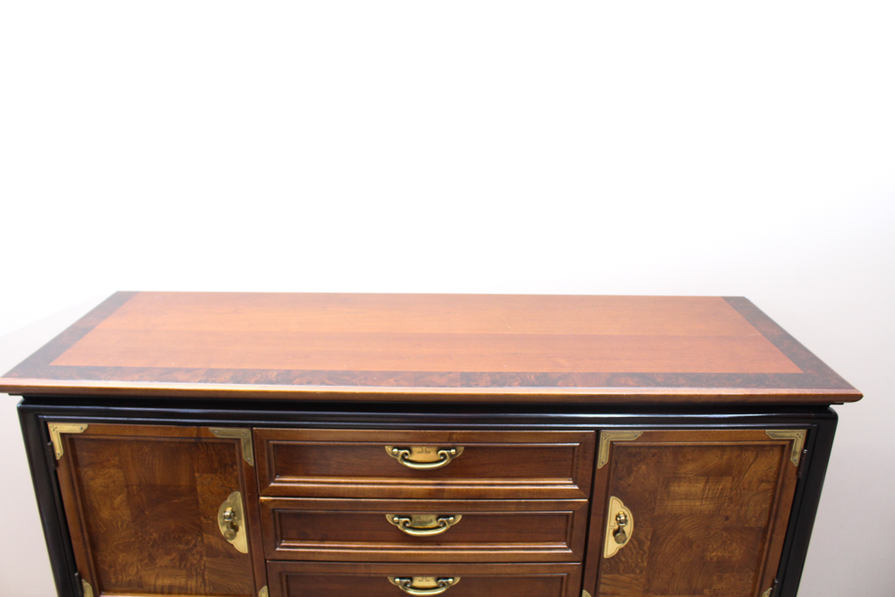Asian Inspired Walnut Veneer Dresser by Broyhill