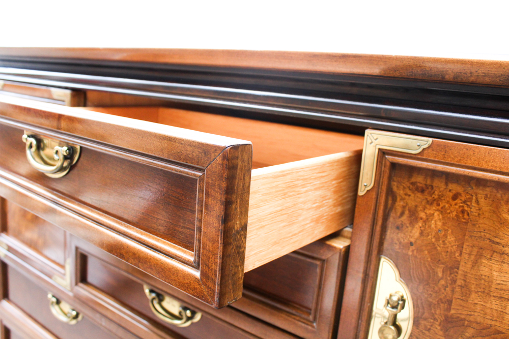 Asian Inspired Walnut Veneer Dresser by Broyhill