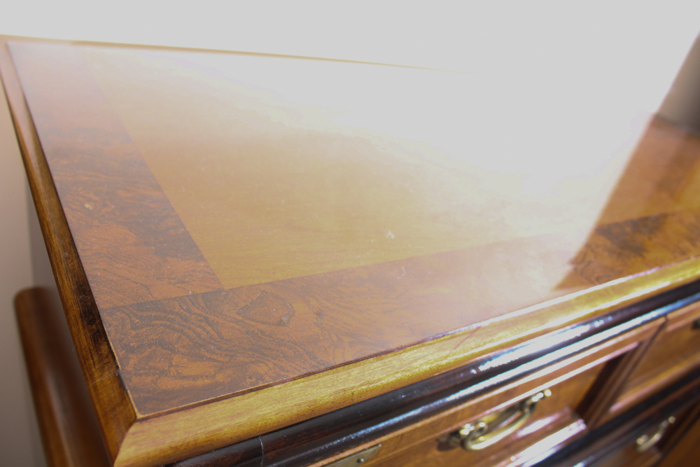 Asian Inspired Walnut Veneer Graduated Chest by Broyhill