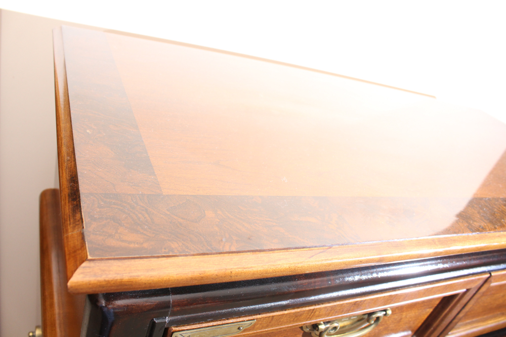 Asian Inspired Walnut Veneer Graduated Chest by Broyhill