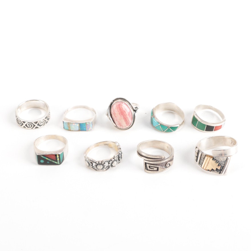 Sterling Silver Gemstone Rings Featuring Native American Smiths