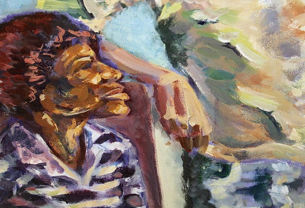 1970s African American Oil Painting of a Young Man