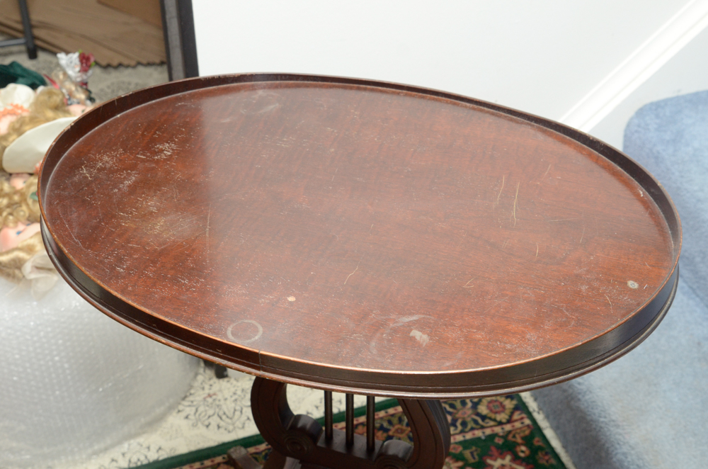 Phyfe Style Lyre Pedestal Side Table by Mersman