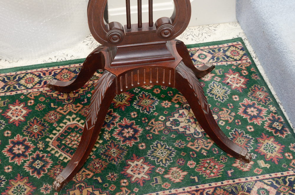 Phyfe Style Lyre Pedestal Side Table by Mersman