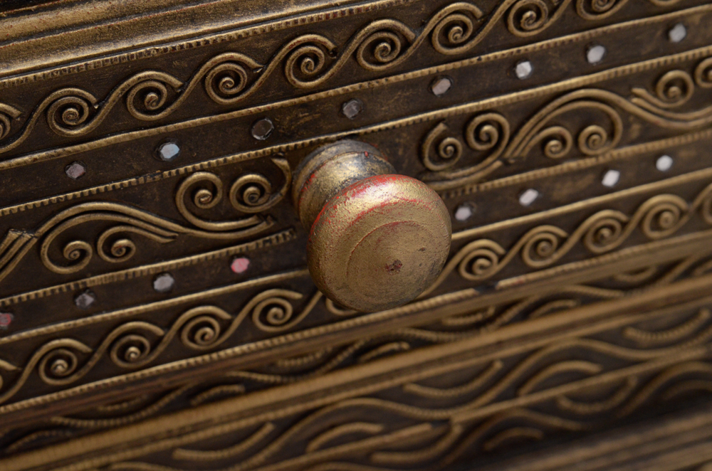 Gold Tone Surfaced Wooden Dresser