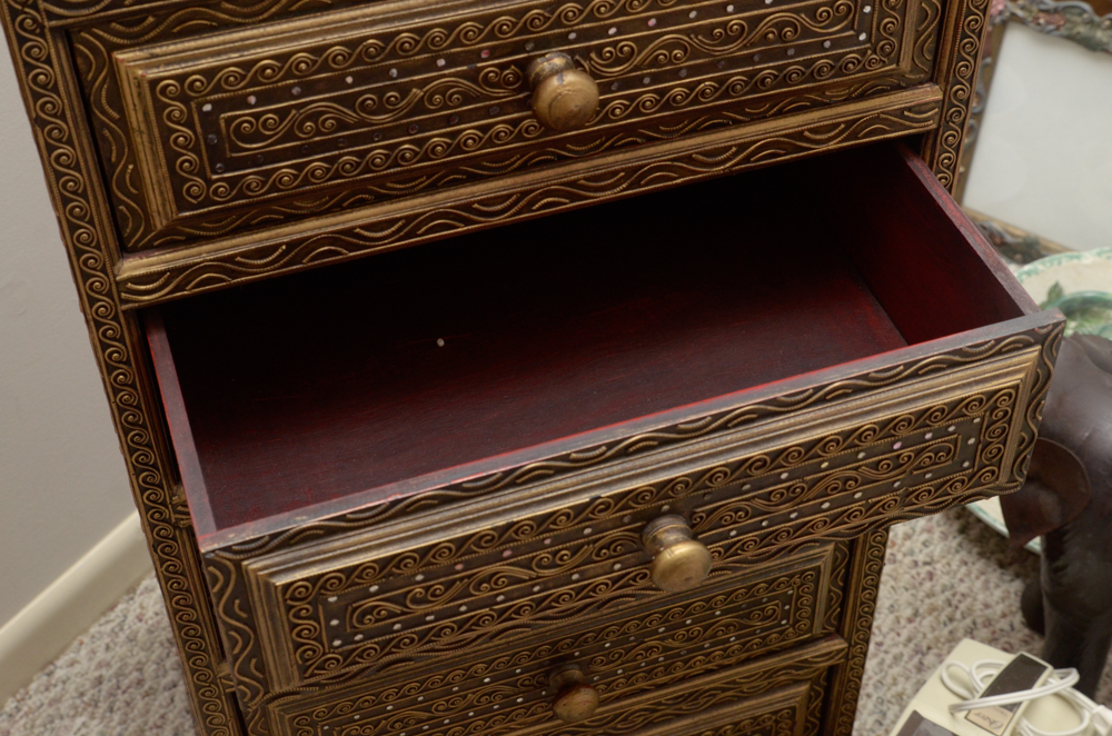 Gold Tone Surfaced Wooden Dresser