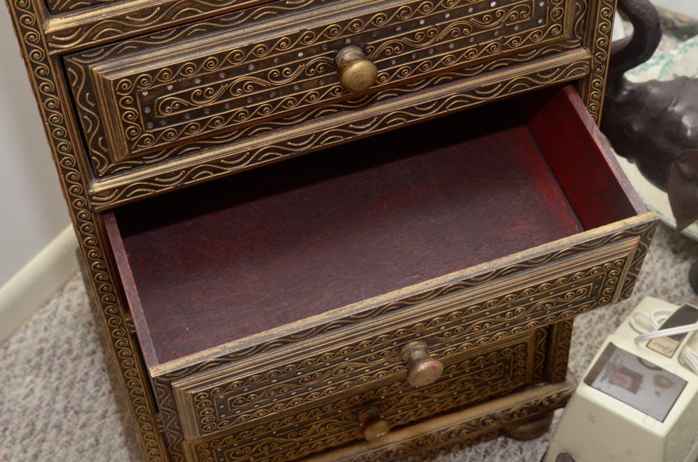 Gold Tone Surfaced Wooden Dresser
