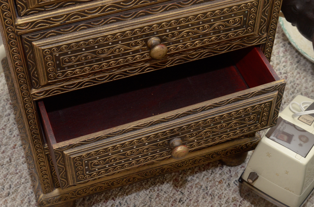 Gold Tone Surfaced Wooden Dresser
