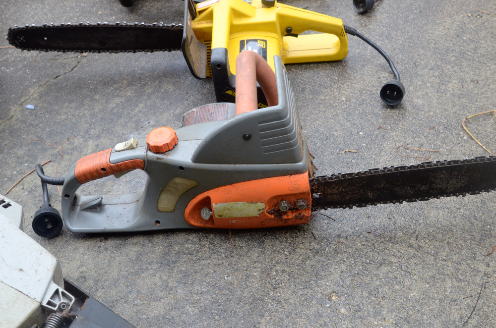 Assortment of Electrical Saws and Hedge Trimmers