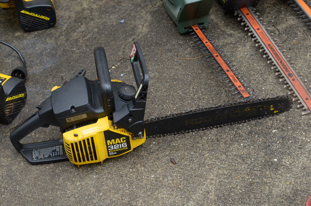 Assortment of Electrical Saws and Hedge Trimmers