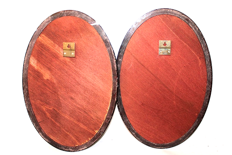 Pair of Antique Reverse Glass Hot Air Balloon Paintings