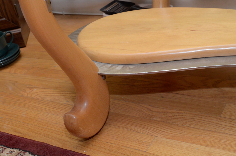 Contemporary Modernist Kidney Shaped Glass Coffee Table