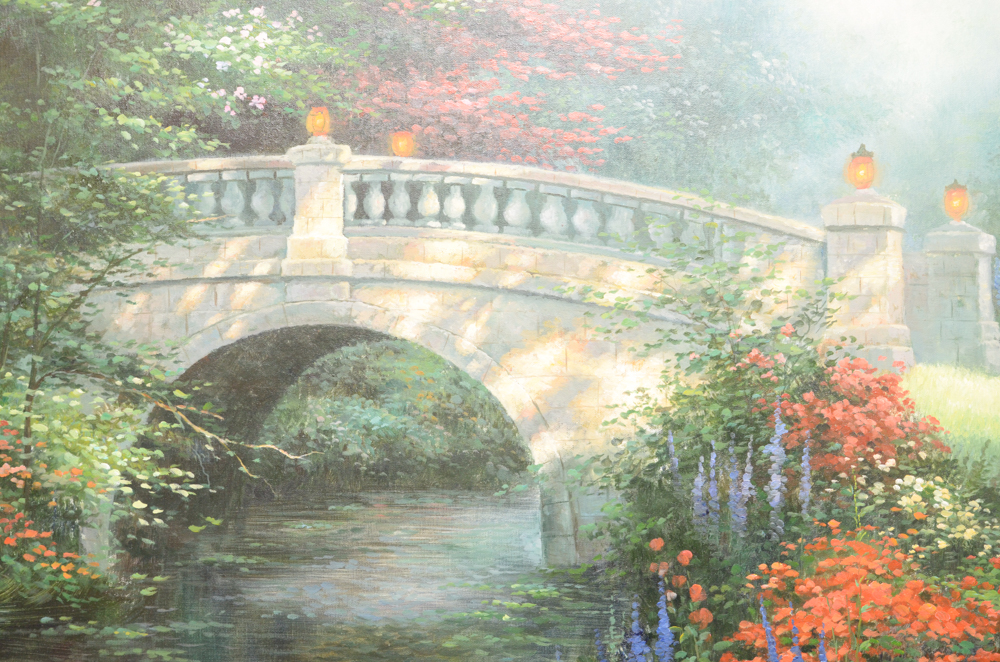 R. Paterson Oil Painting of Bridge Over Water